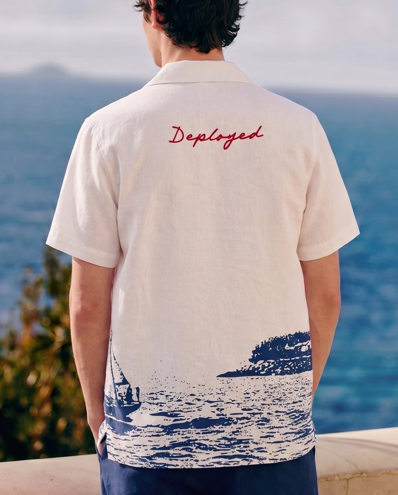 Sailing Crew Half Sleeve Linenblend Shirt