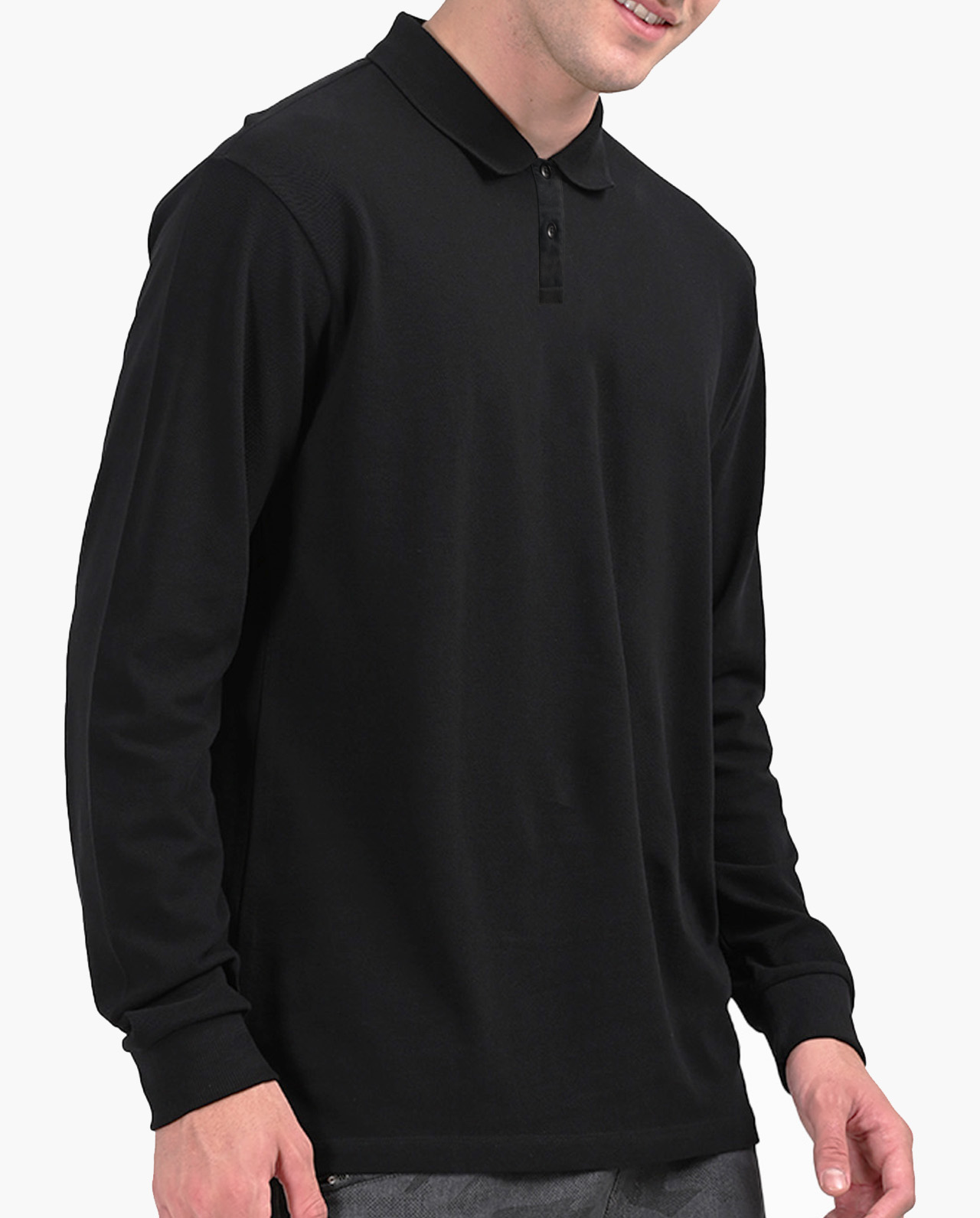 Black Flagship Full Sleeve Polo T-Shirt