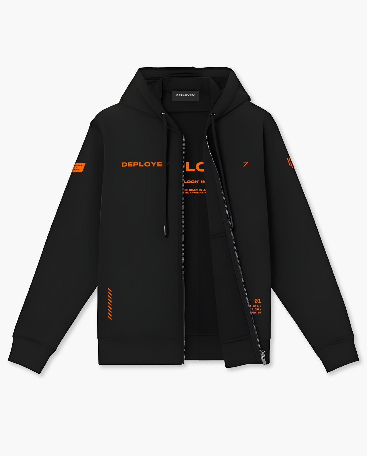Deployed Black Box Zipper Hoodie