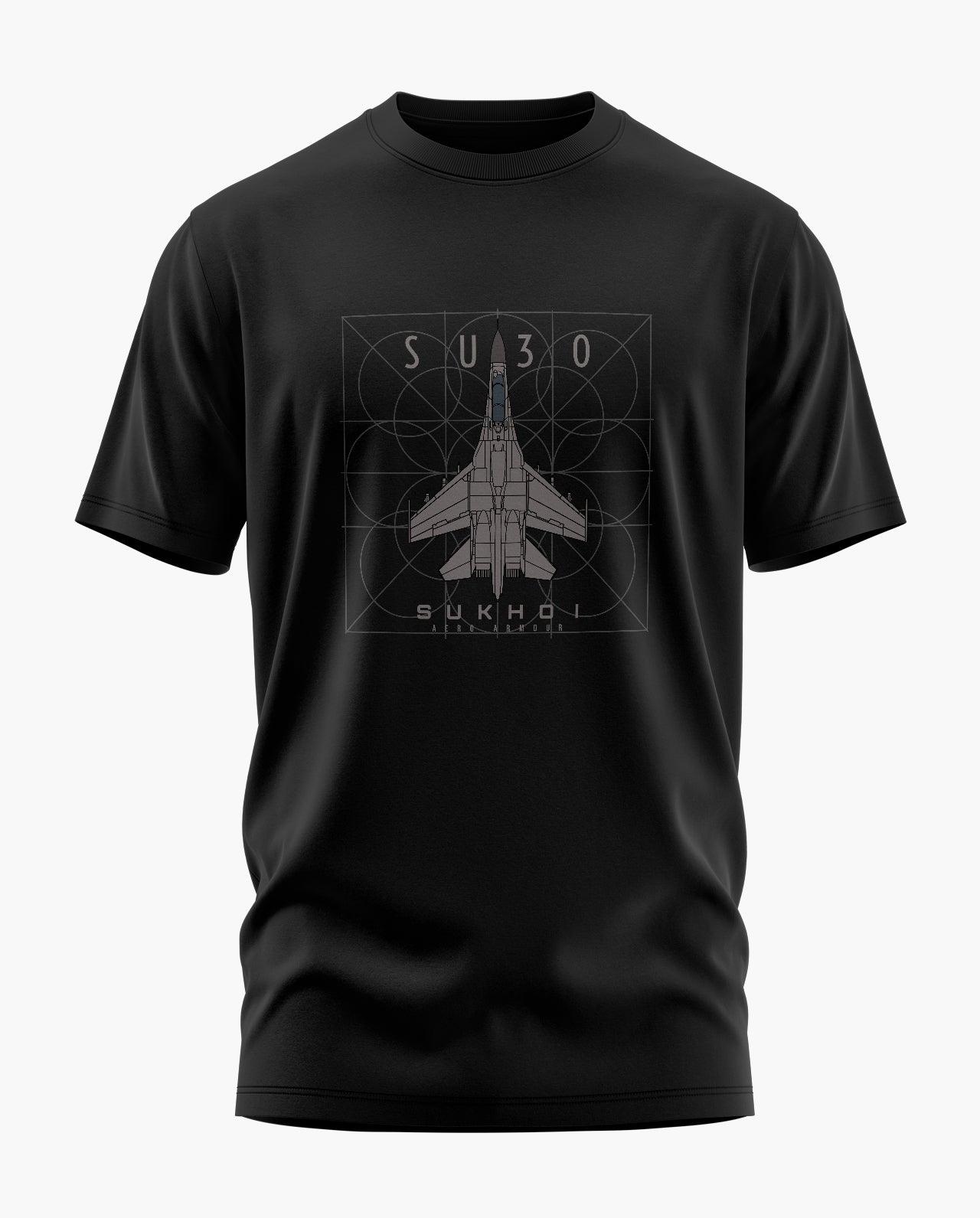 Sukhoi Su-30 Blueprint Signature LuxeSoft Cotton T-Shirt - CS