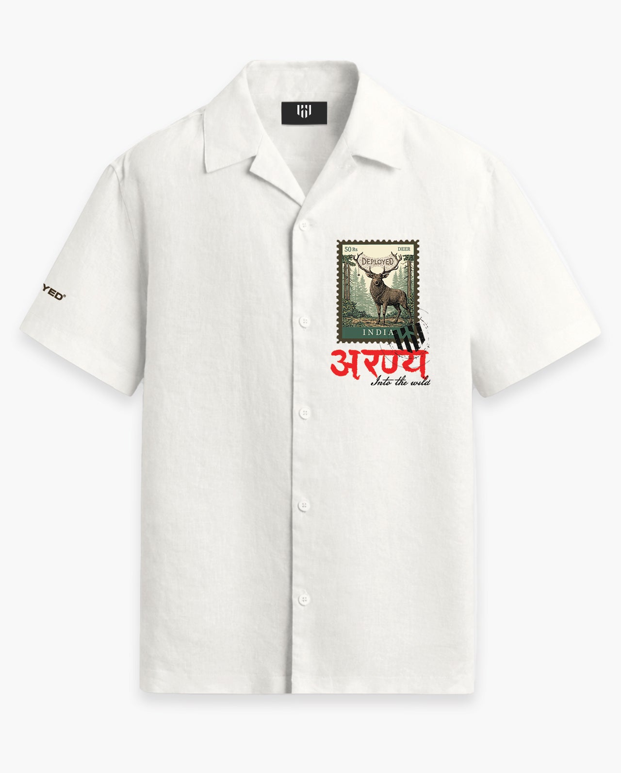 Aranya Origins Half Sleeve Linenblend Shirt - White