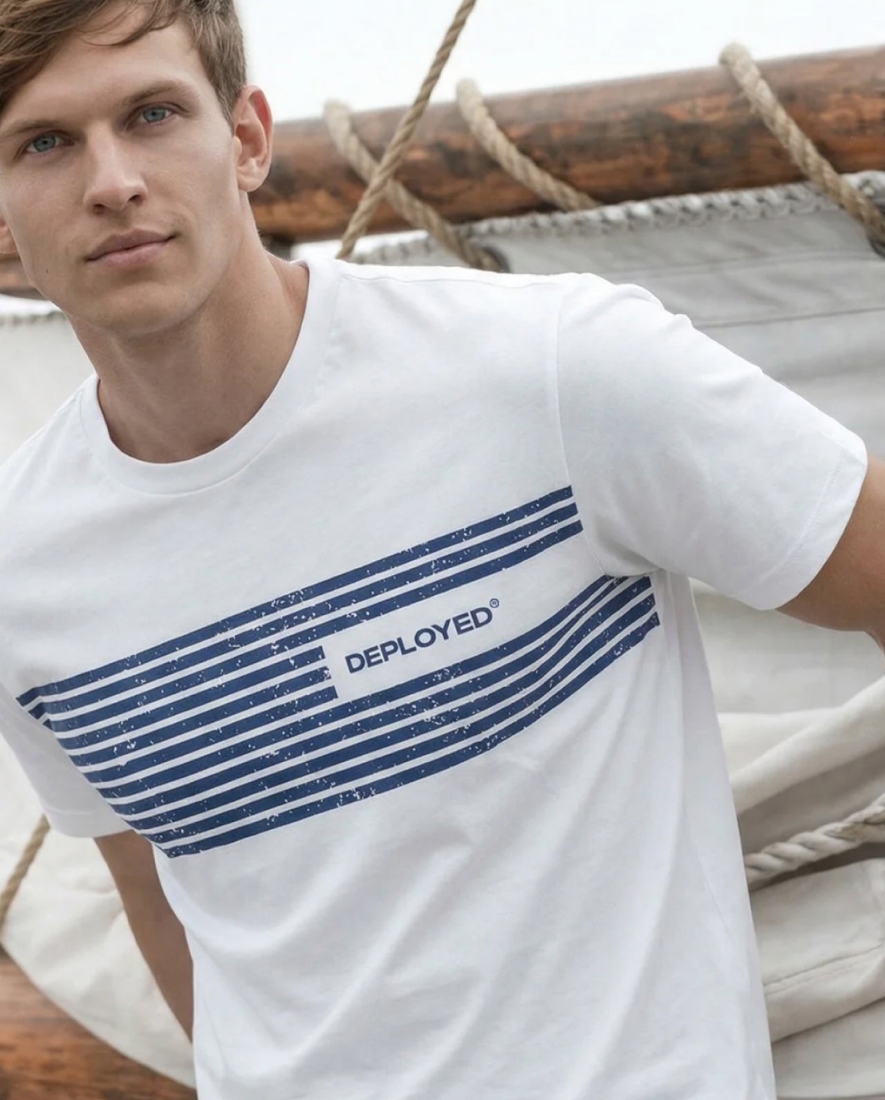 Deployed Nautical Stripes Signature LuxeSoft Cotton T-Shirt