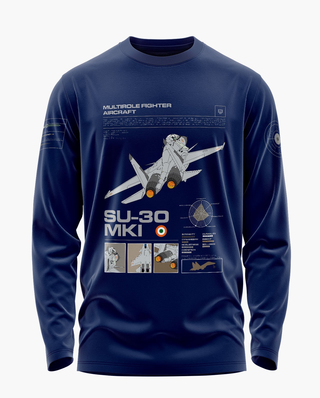 Su-30 Mki Airborne Elegance Signature Luxesoft Cotton Full Sleeve T-Shirt - CS