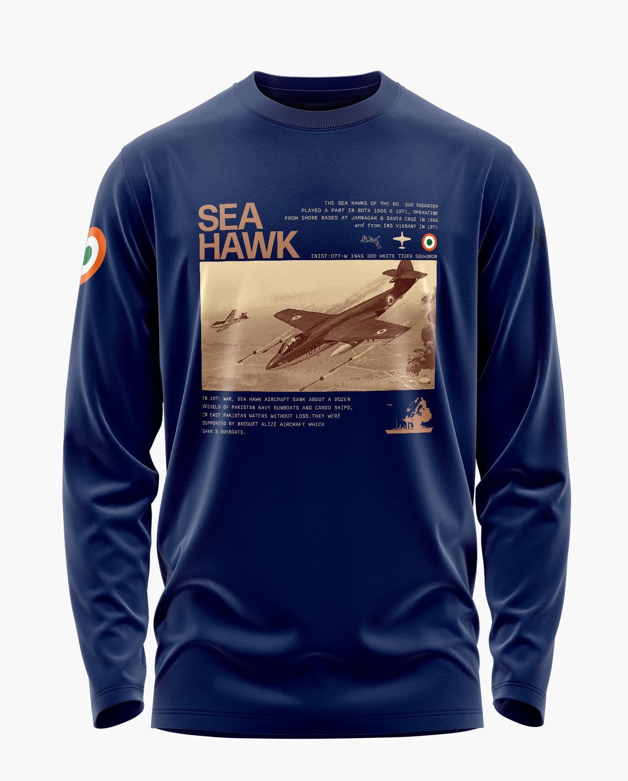 Sea Hawk Heritage Signature Luxesoft Cotton Full Sleeve T-Shirt