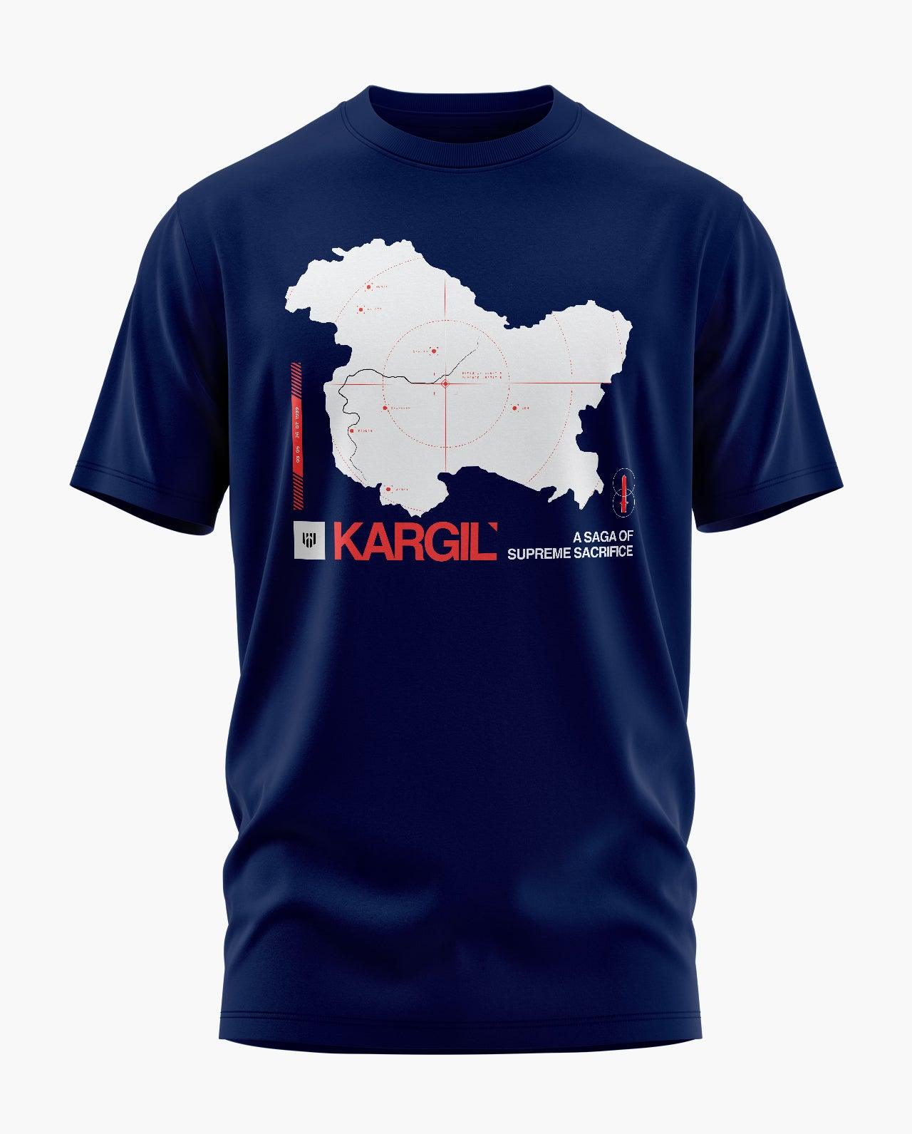 Kargil Vijay Divas Map Signature LuxeSoft Cotton T-Shirt - CS