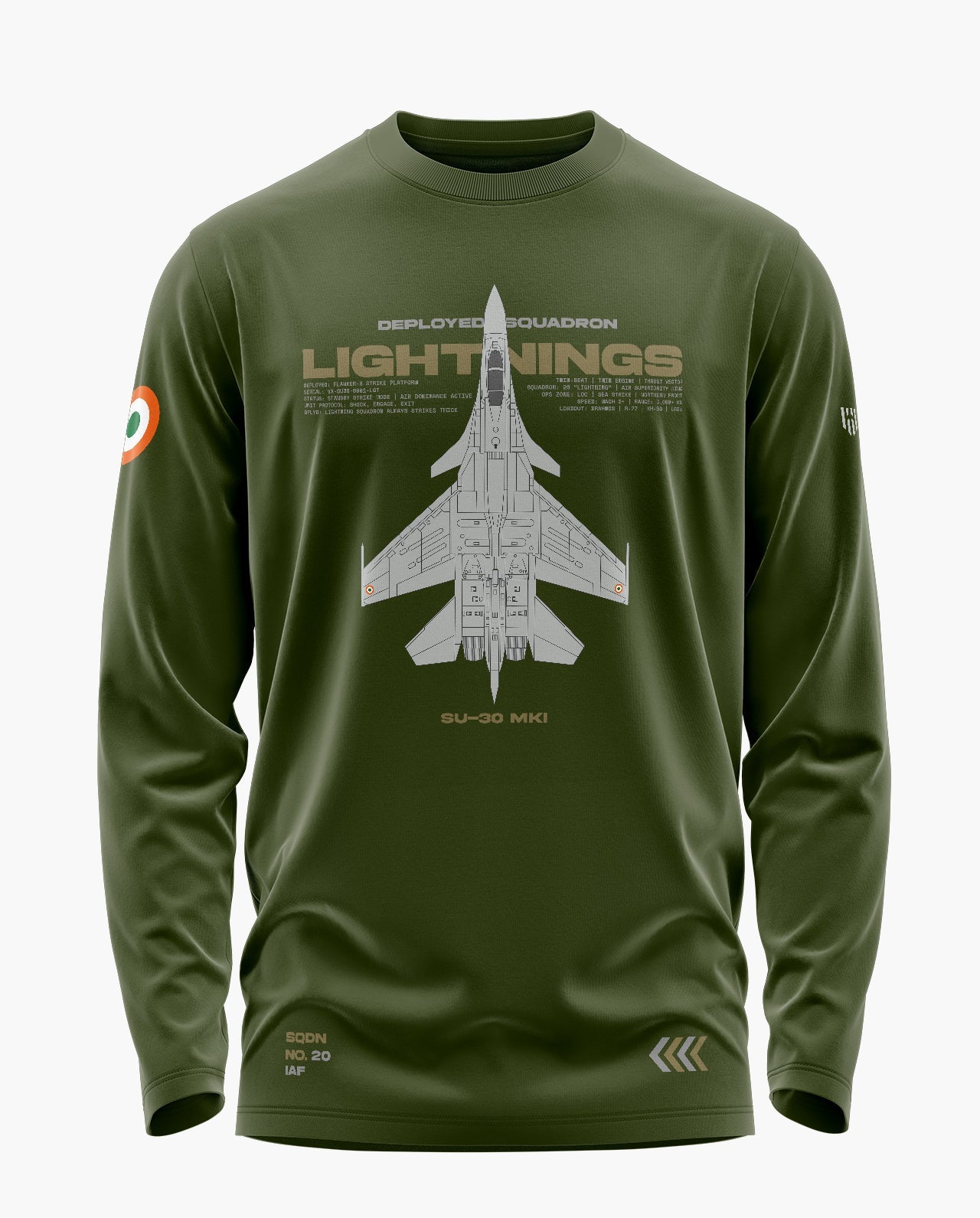 Lightning Sqdn Operative Signature Luxesoft Cotton Full Sleeve T-Shirt - CS