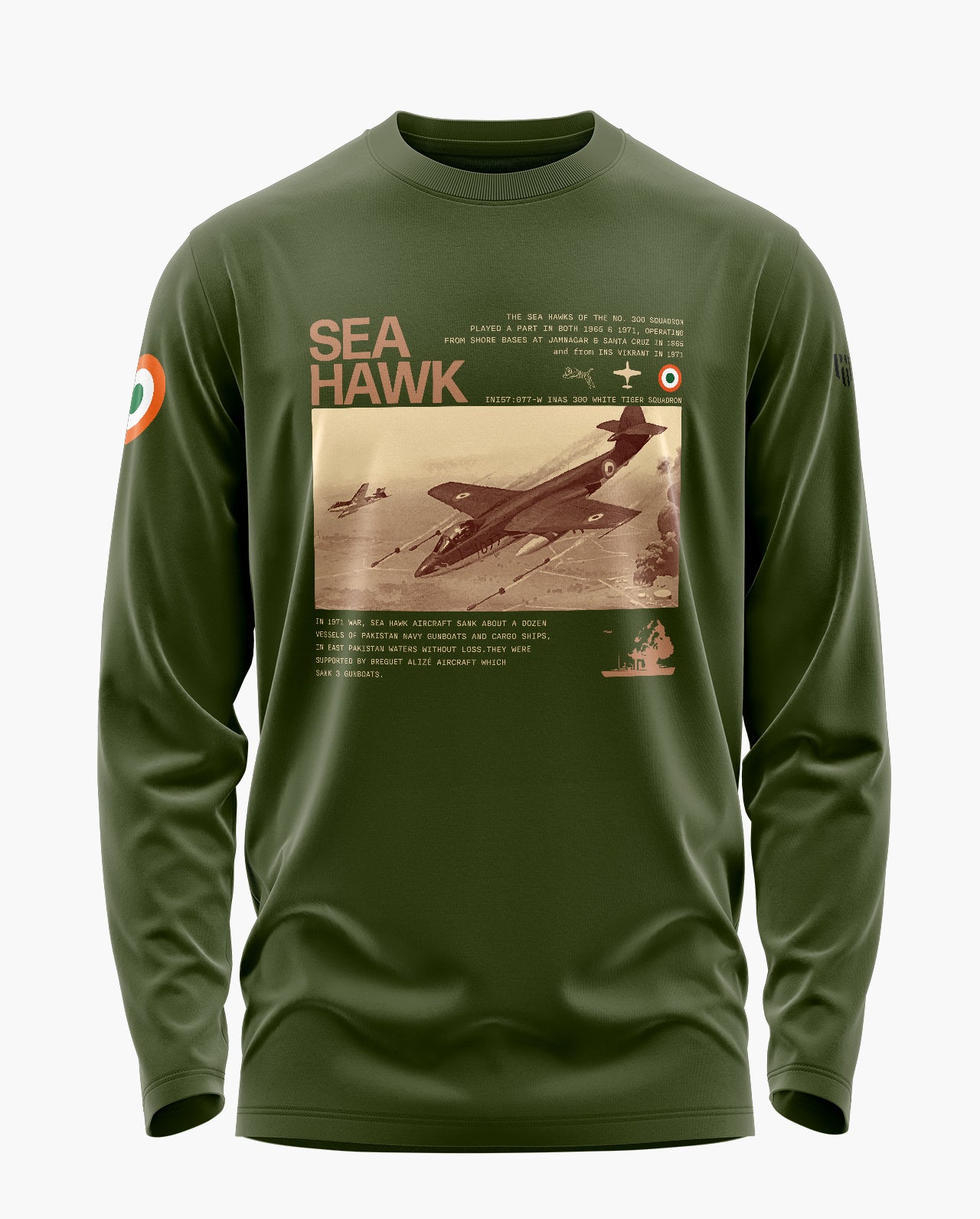 Sea Hawk Heritage Signature Luxesoft Cotton Full Sleeve T-Shirt