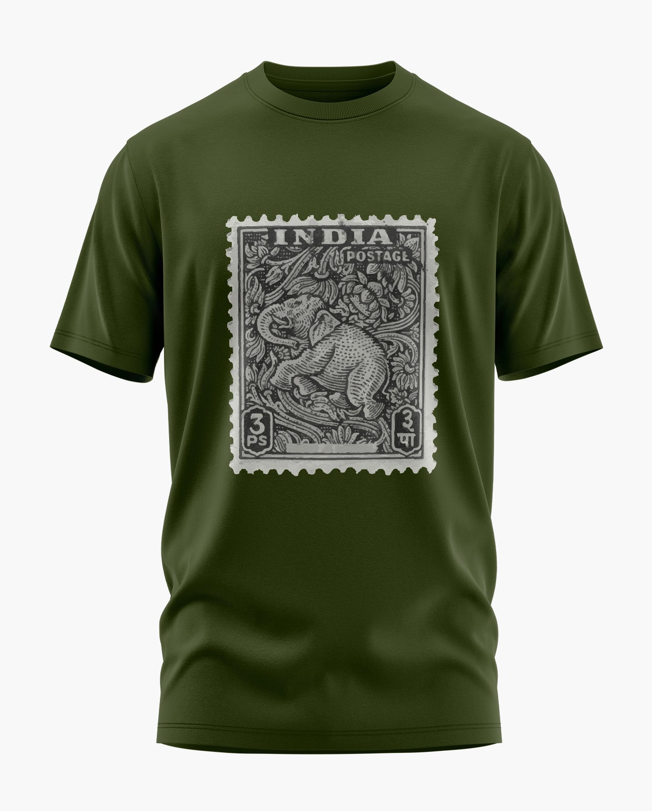 Elephant Postal Stamp Signature LuxeSoft Cotton T-Shirt
