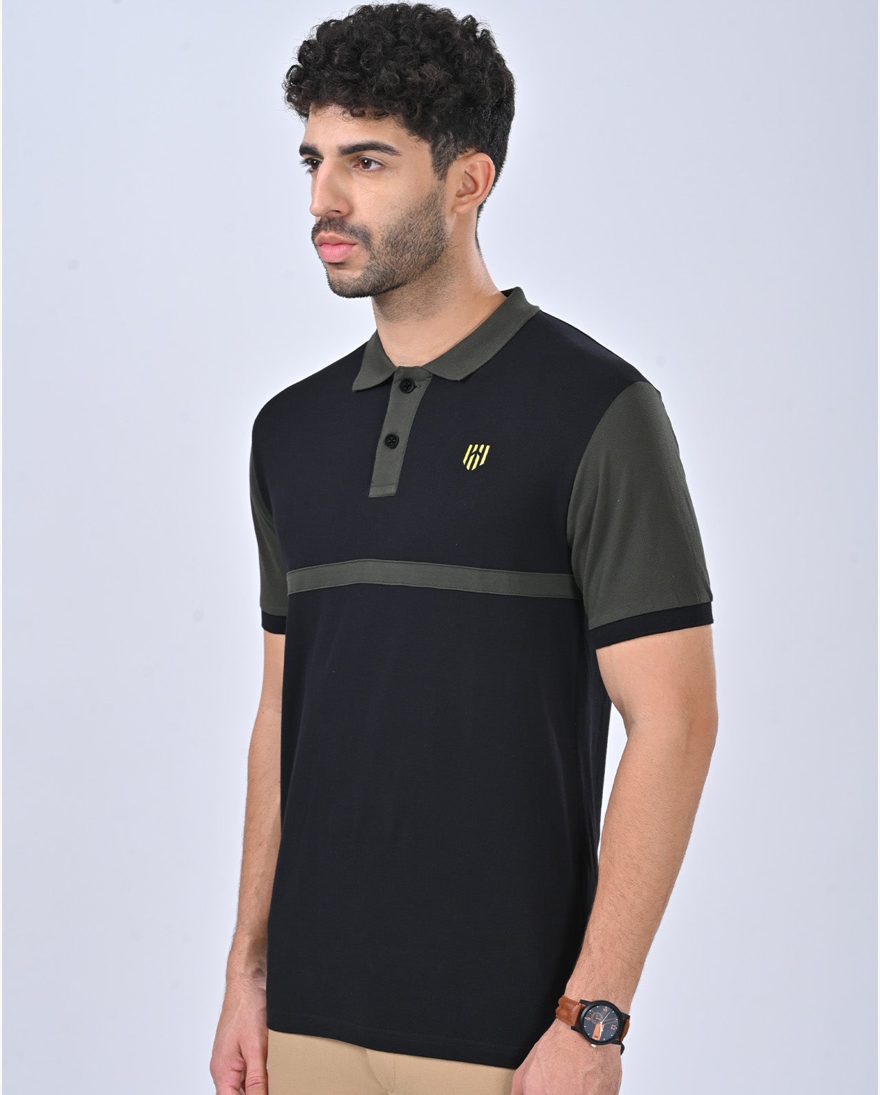 Army stripe polo T-shirt