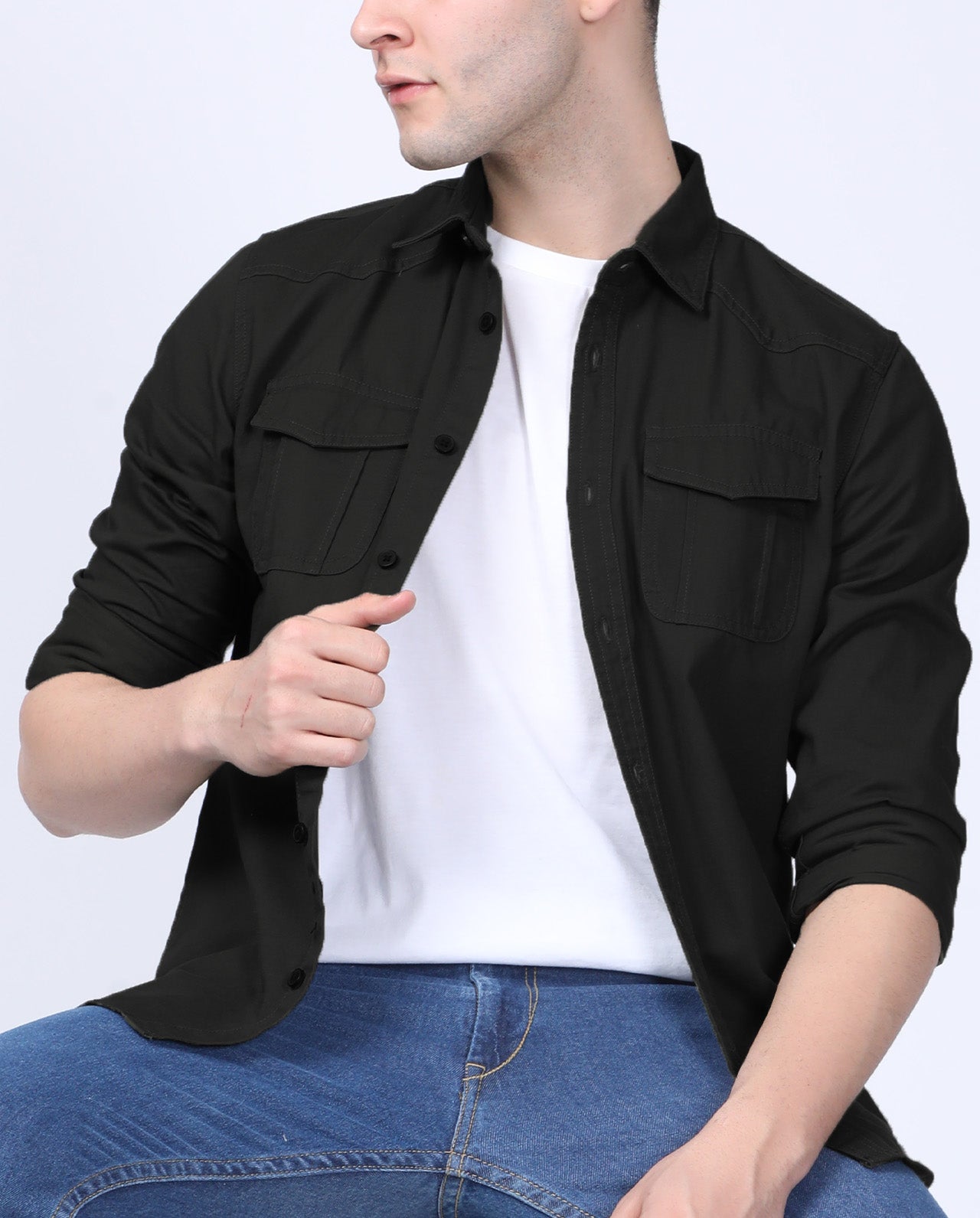 Deployed Black Cargo Shirt