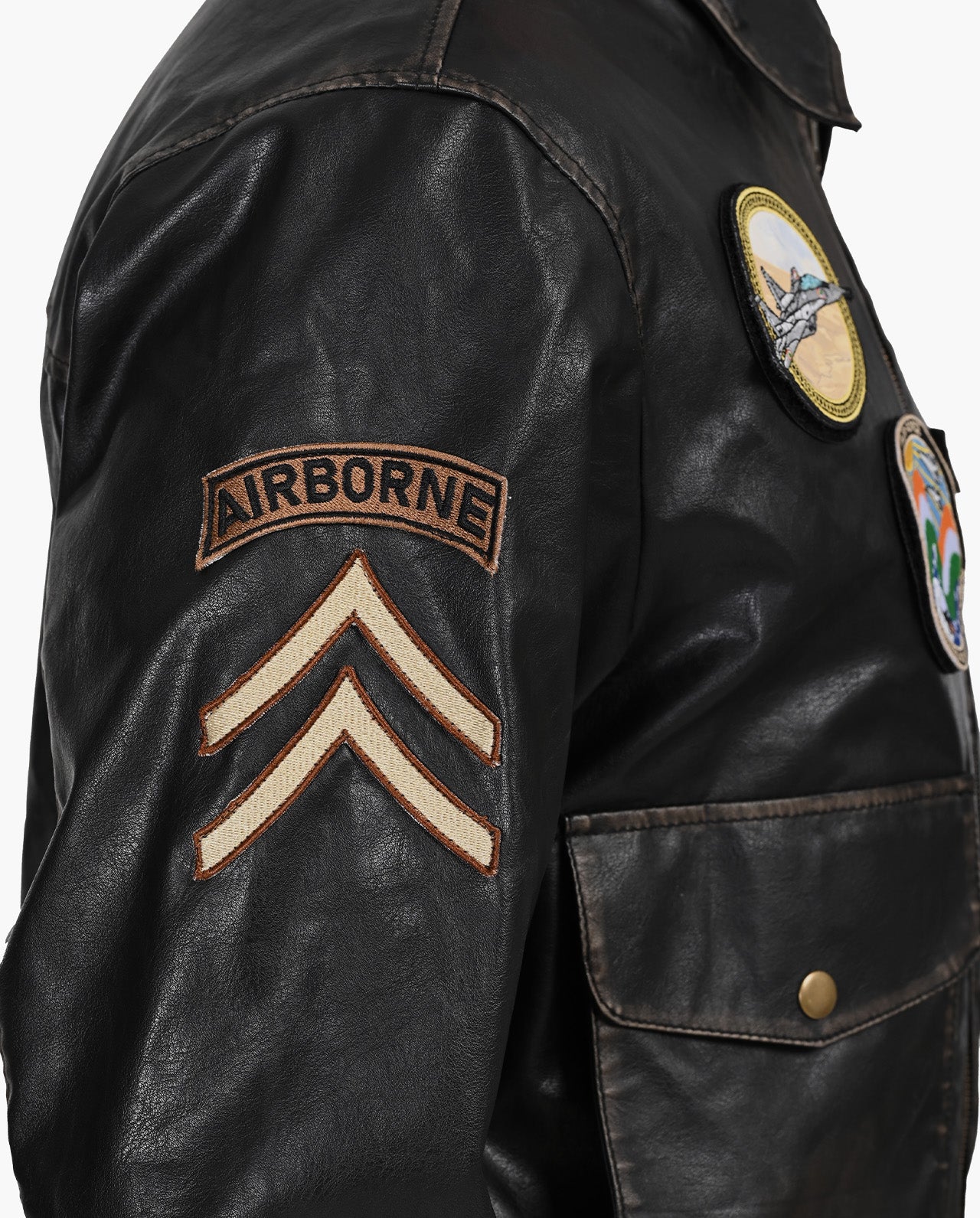 Aviator Bomber Vegan Leather Jacket
