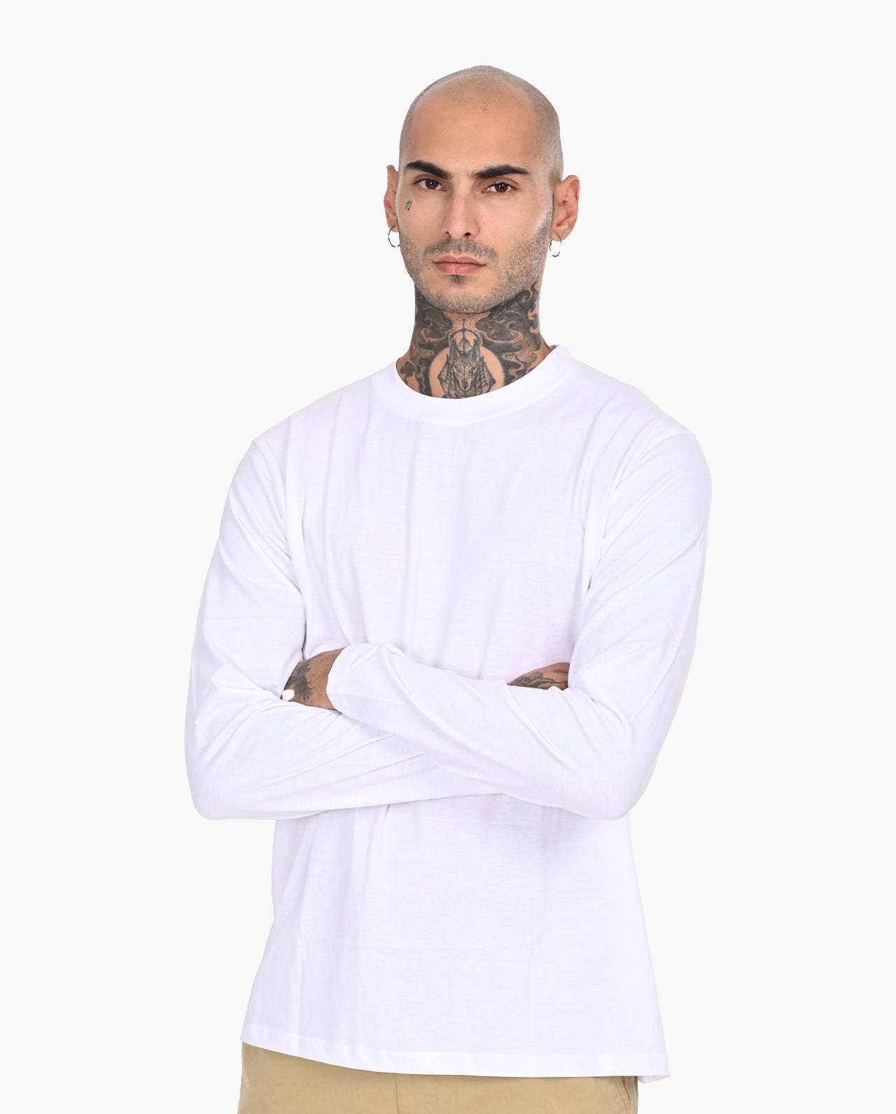 Decluttered White Signature Luxesoft Cotton Full Sleeve T-Shirt