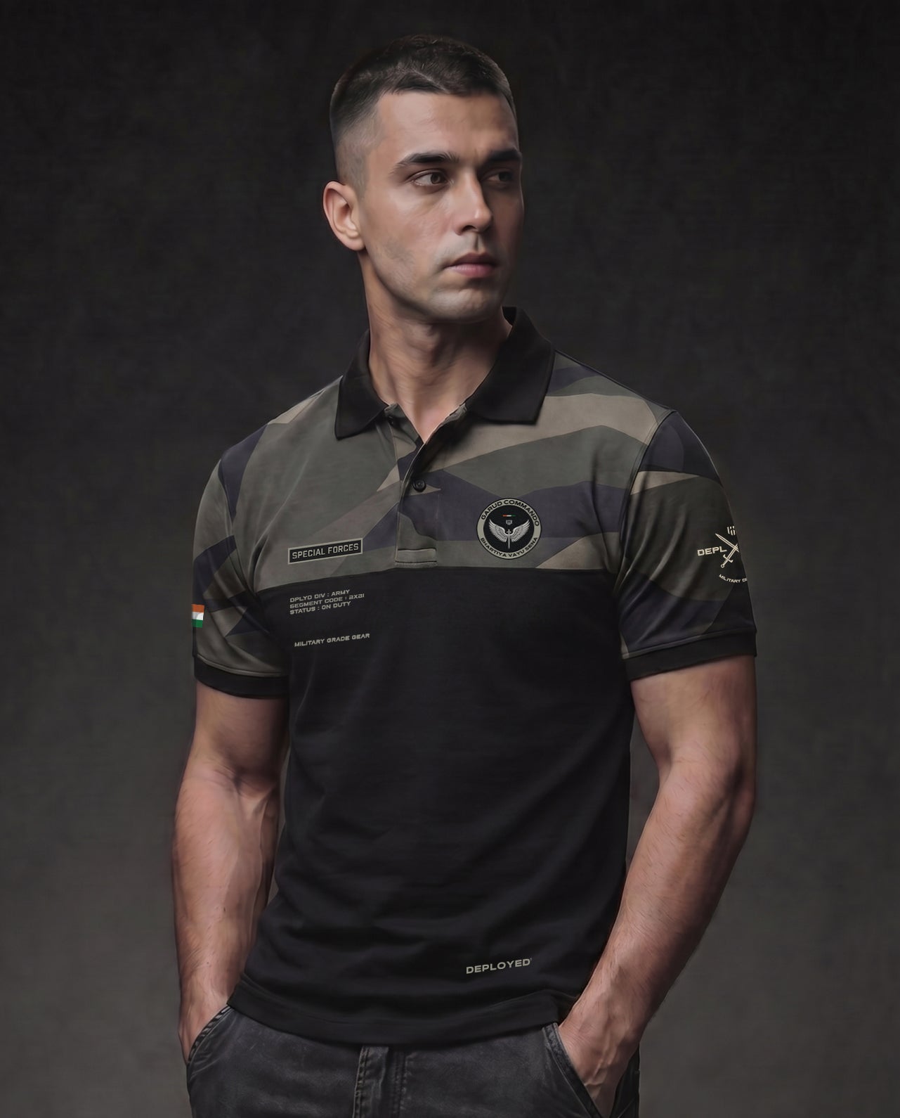 GARUD COMMANDO STEALTH Zipper Polo T-Shirt