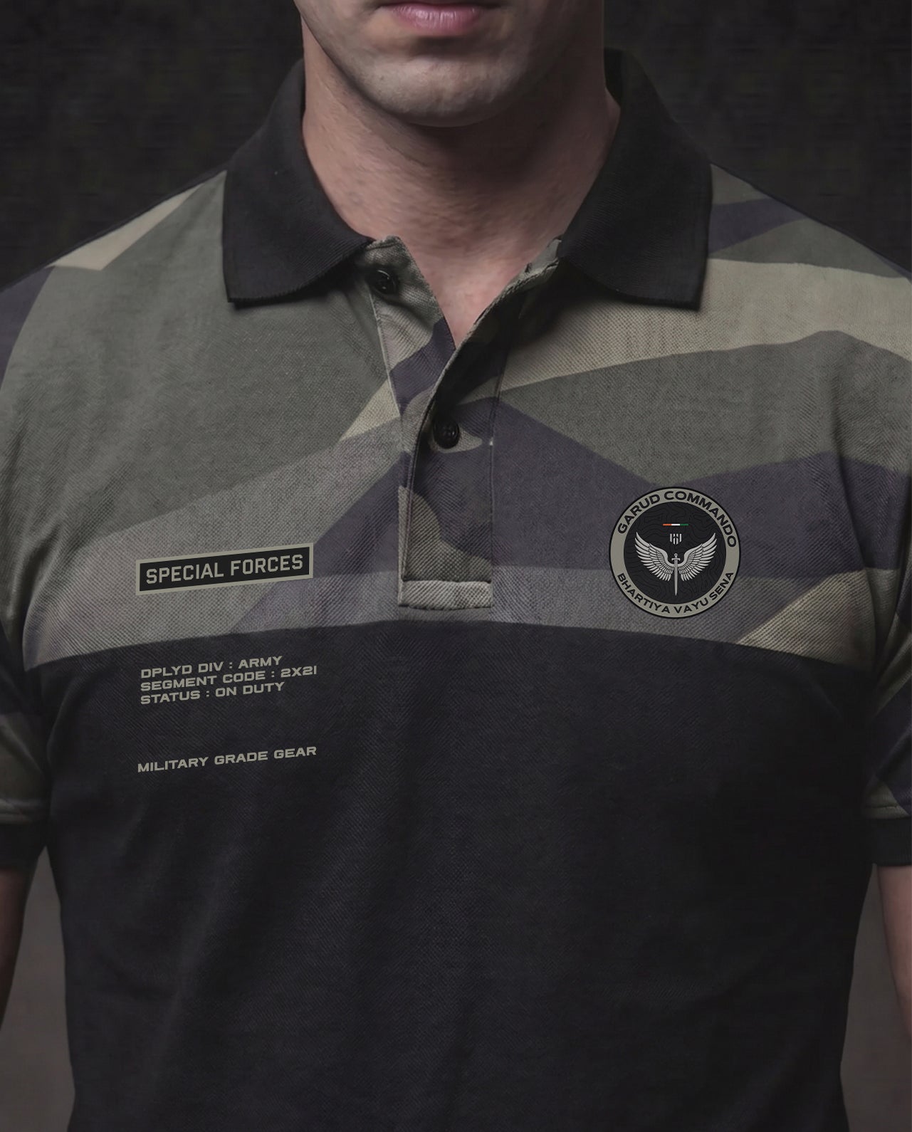 GARUD COMMANDO STEALTH Zipper Polo T-Shirt