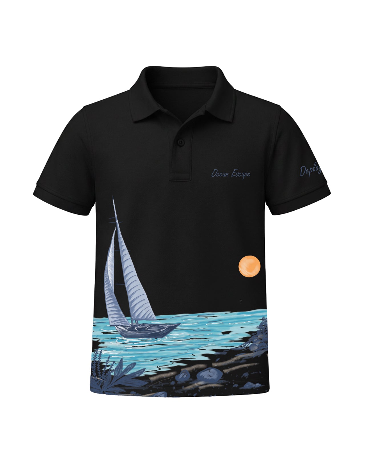 OCEAN ESCAPE Kids Polo T-Shirt - Black