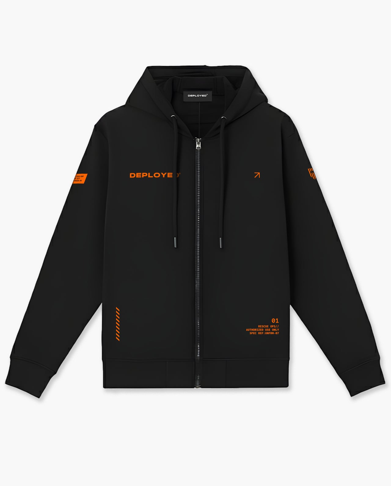 Deployed Black Box Zipper Hoodie
