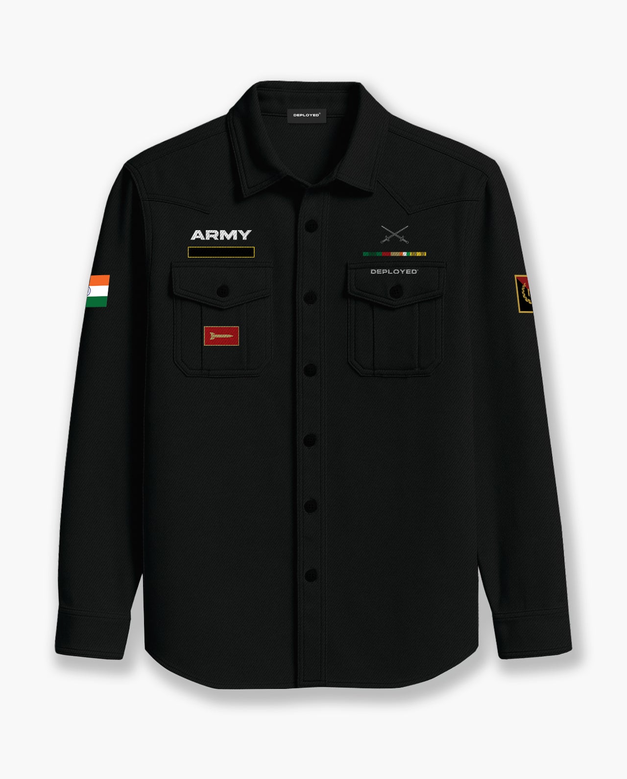 Cargo Black Dress Shirt With Pocket ARMY UNIFORM CUSTOM CARGO SHIRT