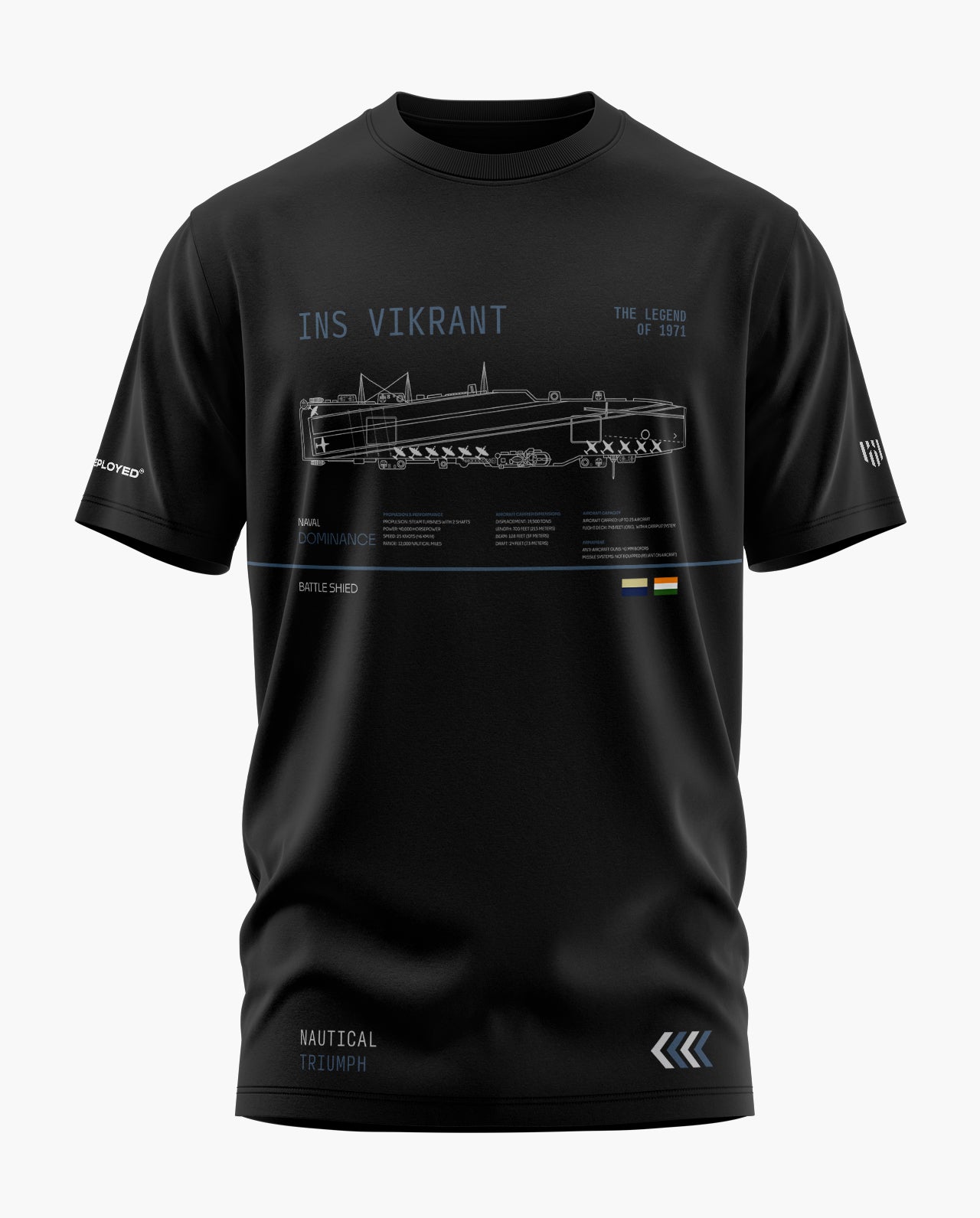 INS Vikrant Deployed Signature LuxeSoft Cotton T-Shirt