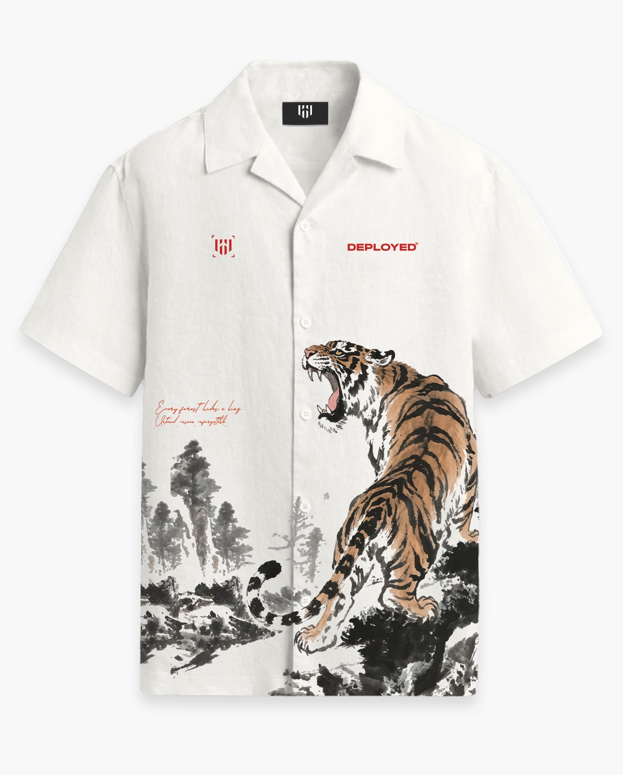 Into The Wild – Tiger Edition Half Sleeve Linenblend Shirt - White