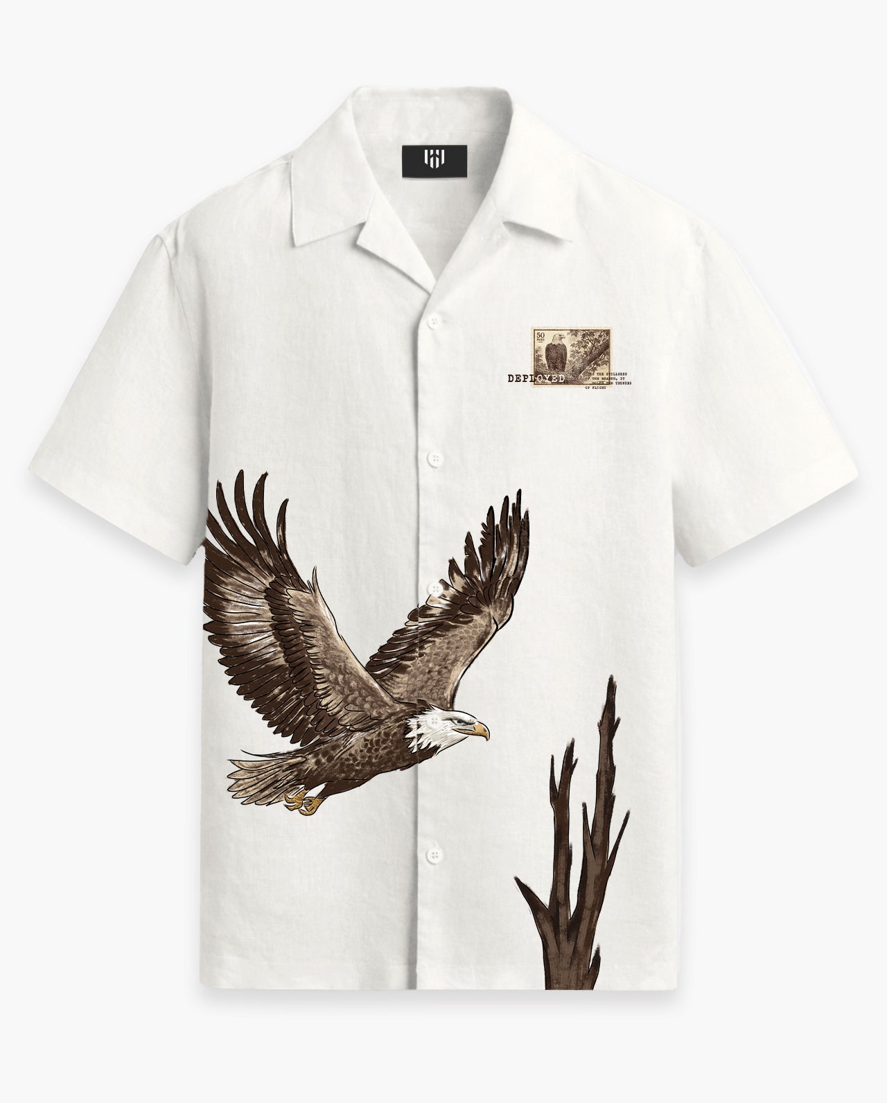 EAGLE TERRAIN Half Sleeve Linenblend Shirt - White