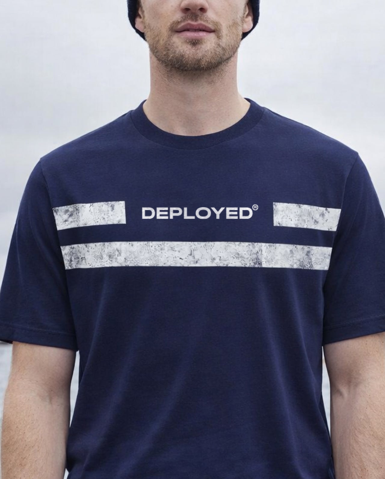 Deployed Marine Stripes Signature LuxeSoft Cotton T-Shirt - Navy Blue
