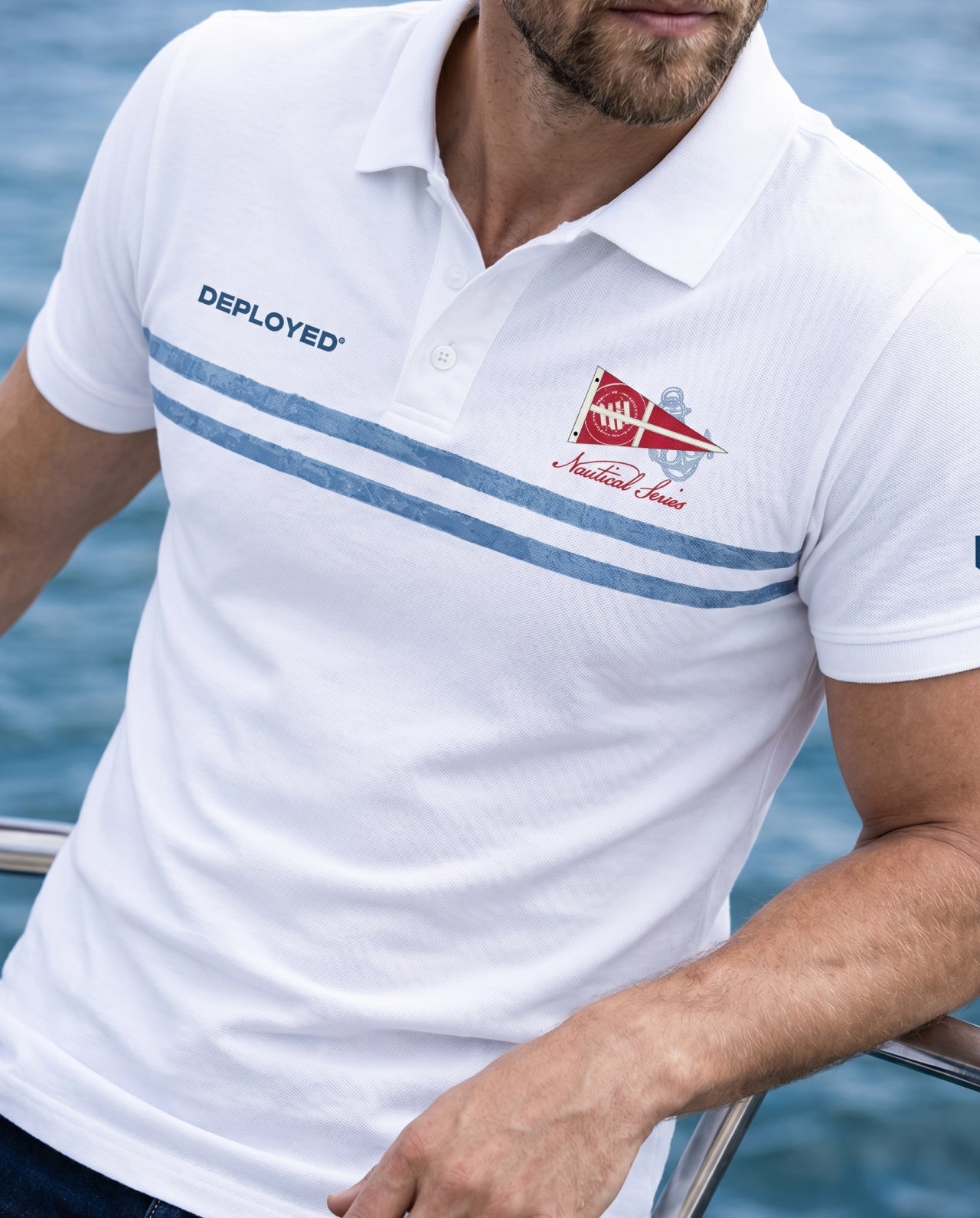 Deployed Nautical Stripe Polo T-Shirt