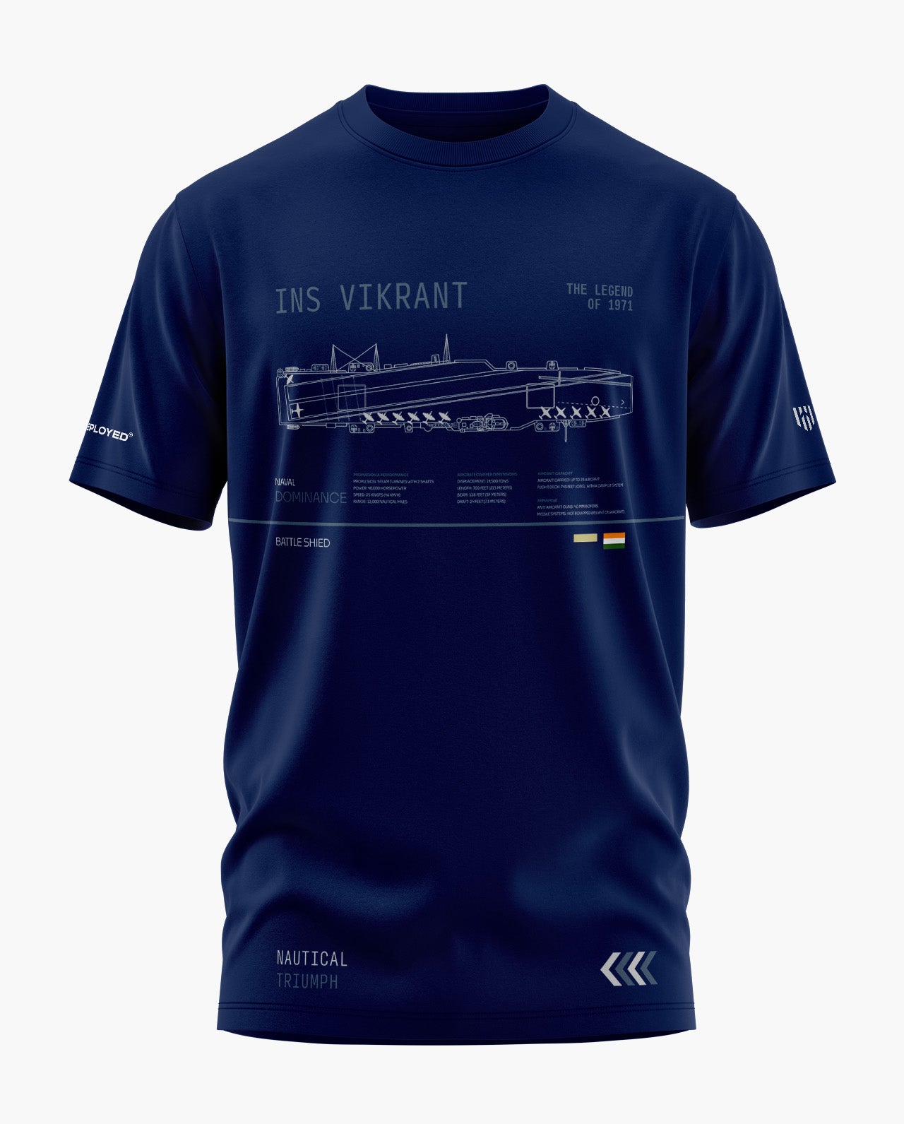 INS Vikrant Deployed Signature LuxeSoft Cotton T-Shirt