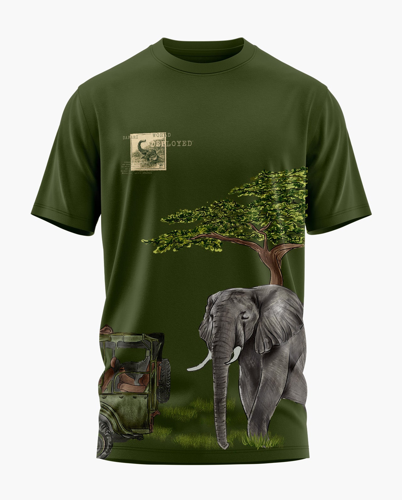 GREAT ELEPHANT SAFARI Signature LuxeSoft Cotton T-Shirt - Olive Green