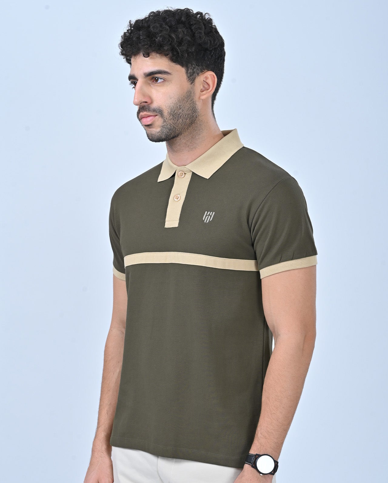 Deployed Organic Olive Green Retro Polo T-Shirt