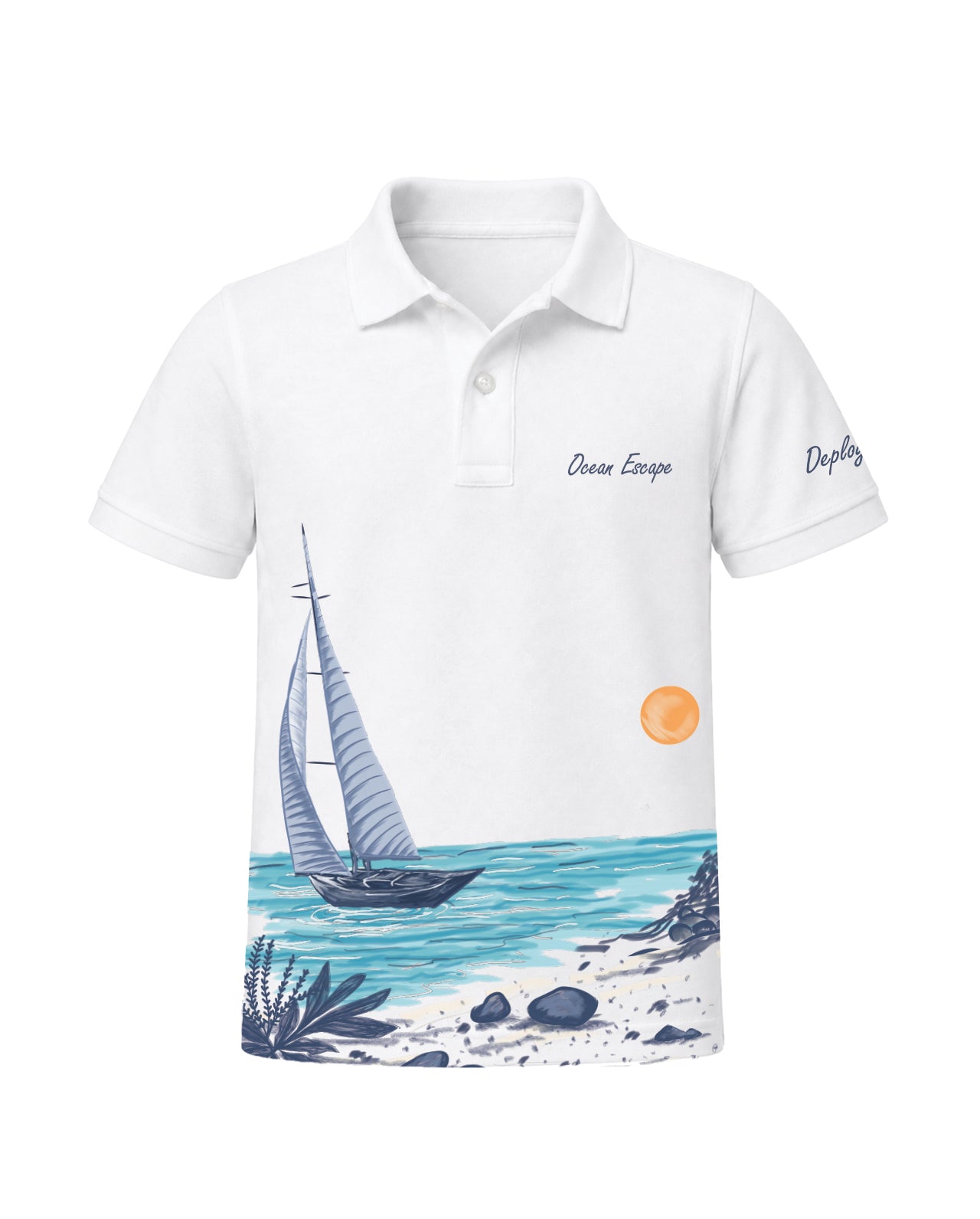 OCEAN ESCAPE Kids Polo T-Shirt - White