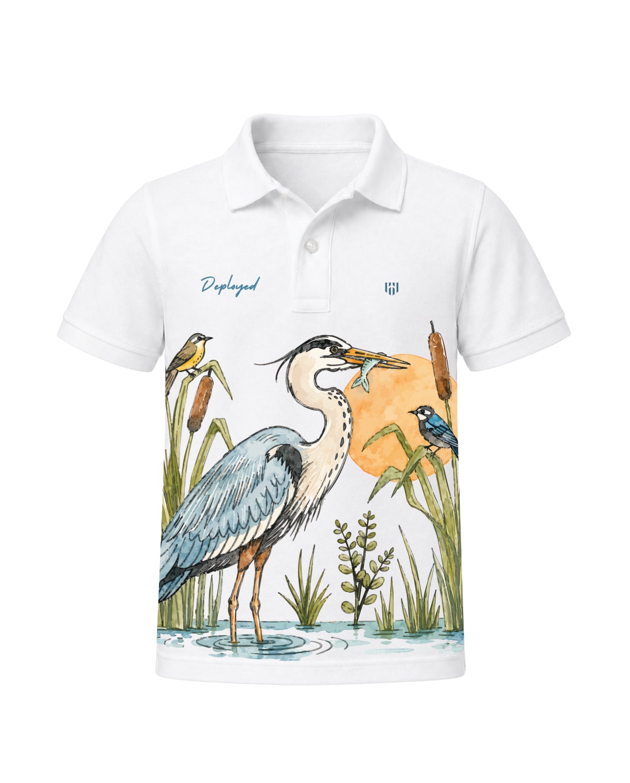 Tropical Birds Kids Polo T-Shirt - White
