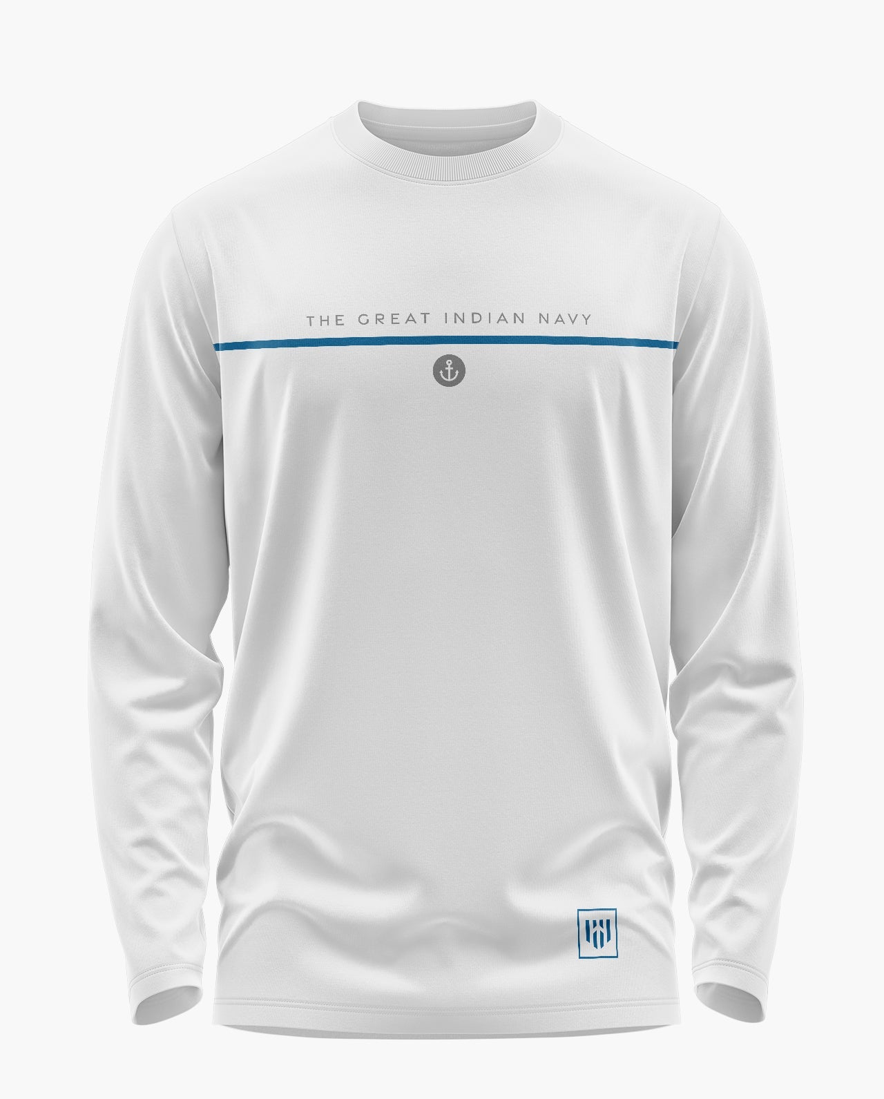 Indian Navy Stripe Signature Luxesoft Cotton Full Sleeve T-Shirt  - CS