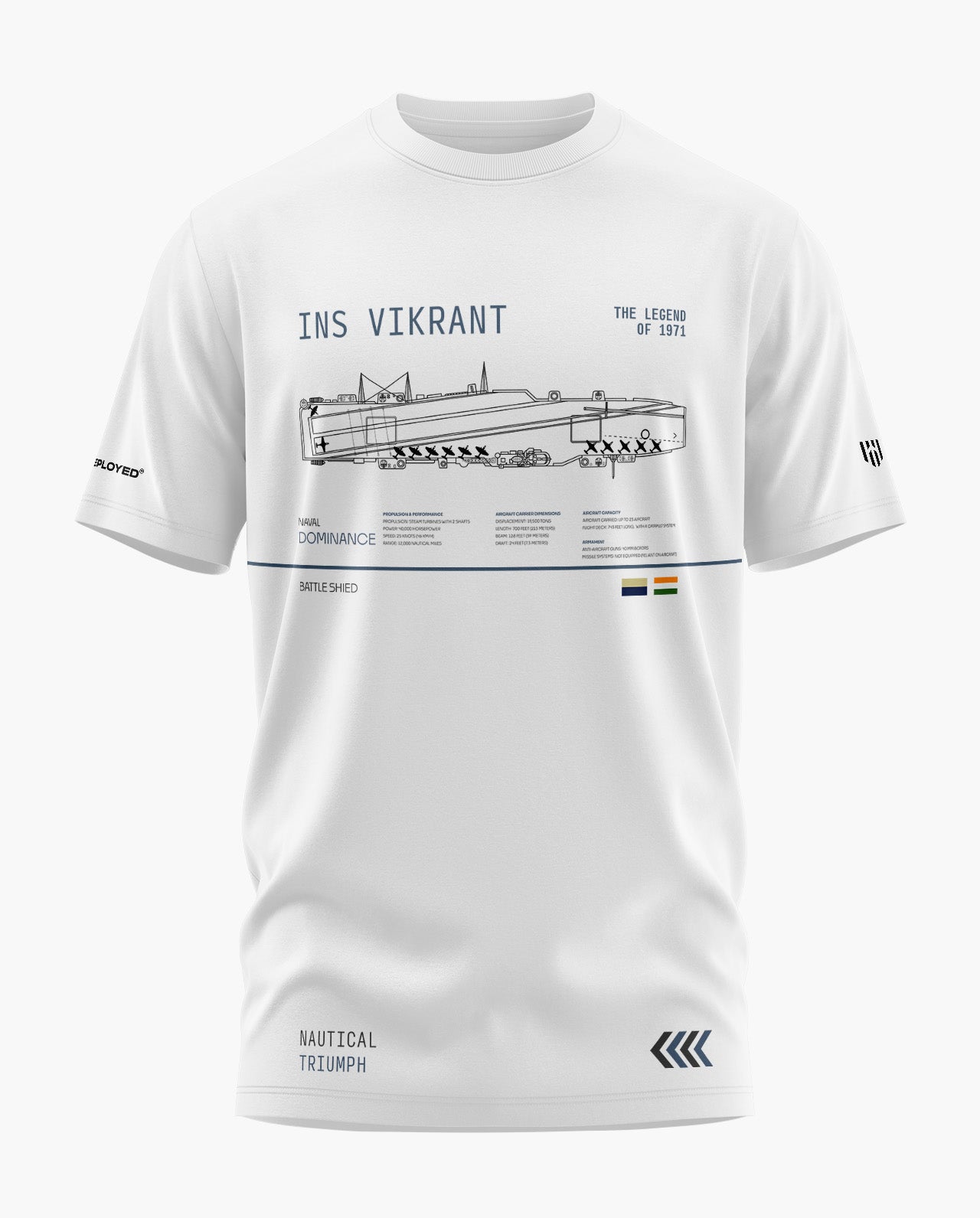 INS Vikrant Deployed Signature LuxeSoft Cotton T-Shirt