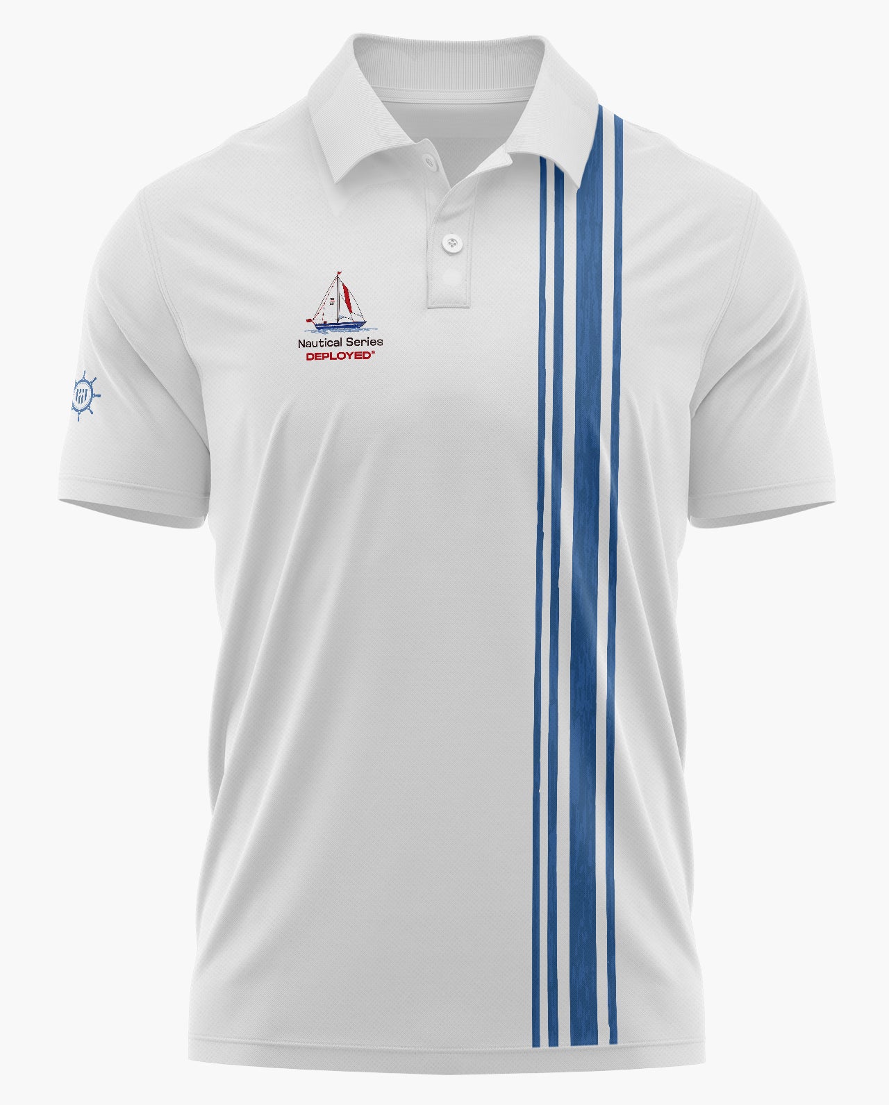 Nautical Blues Polo T-Shirt - White