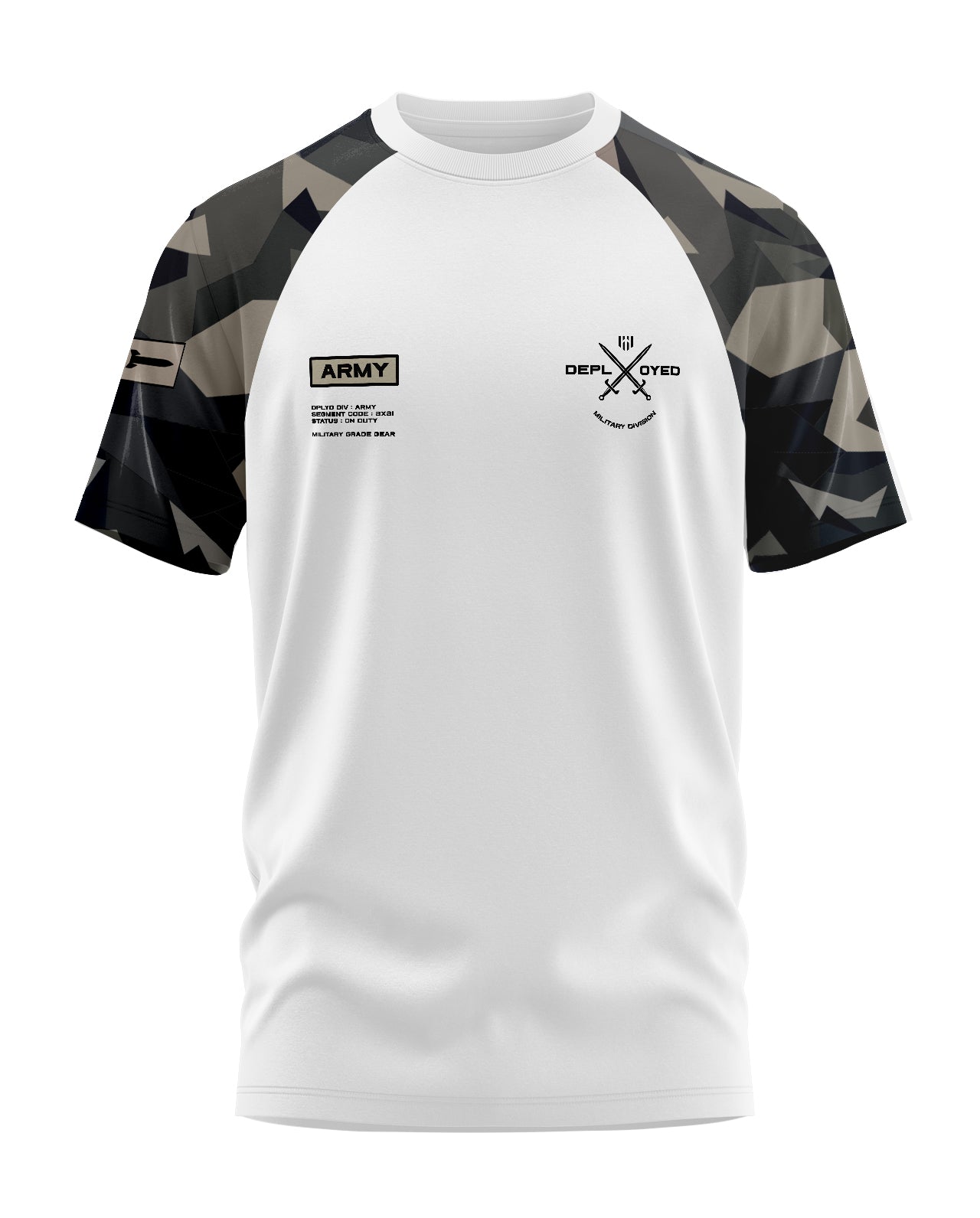 Army Camo Raglan Uniform Signature LuxeSoft Cotton T-Shirt - CS