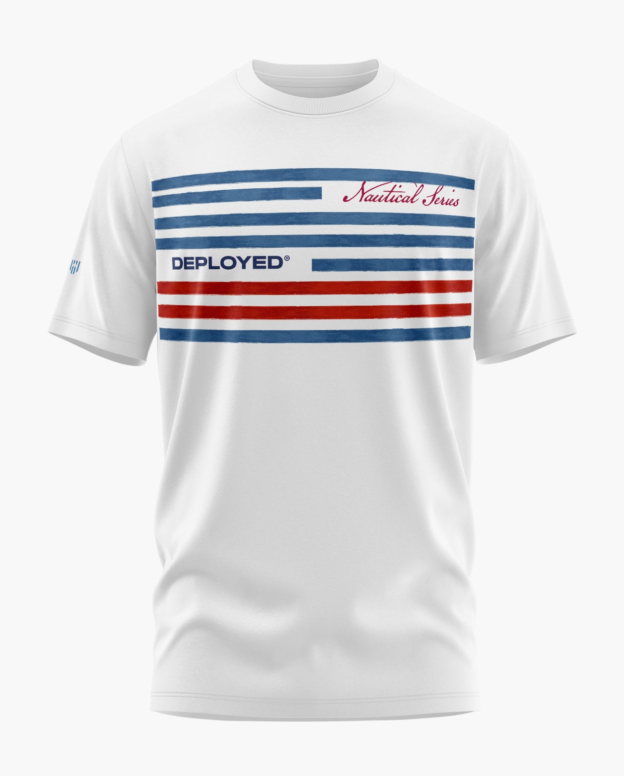 DEPLOYED SEA STRIPE Signature LuxeSoft Cotton T-Shirt - White