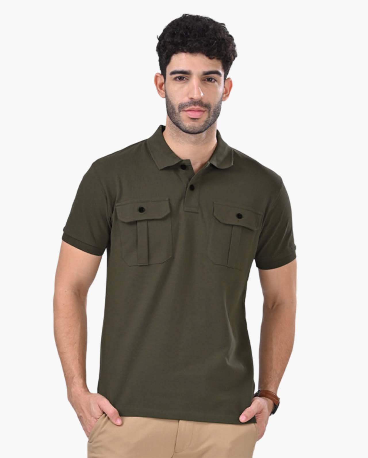 Deployed Cargo Olive Green Polo T-Shirt