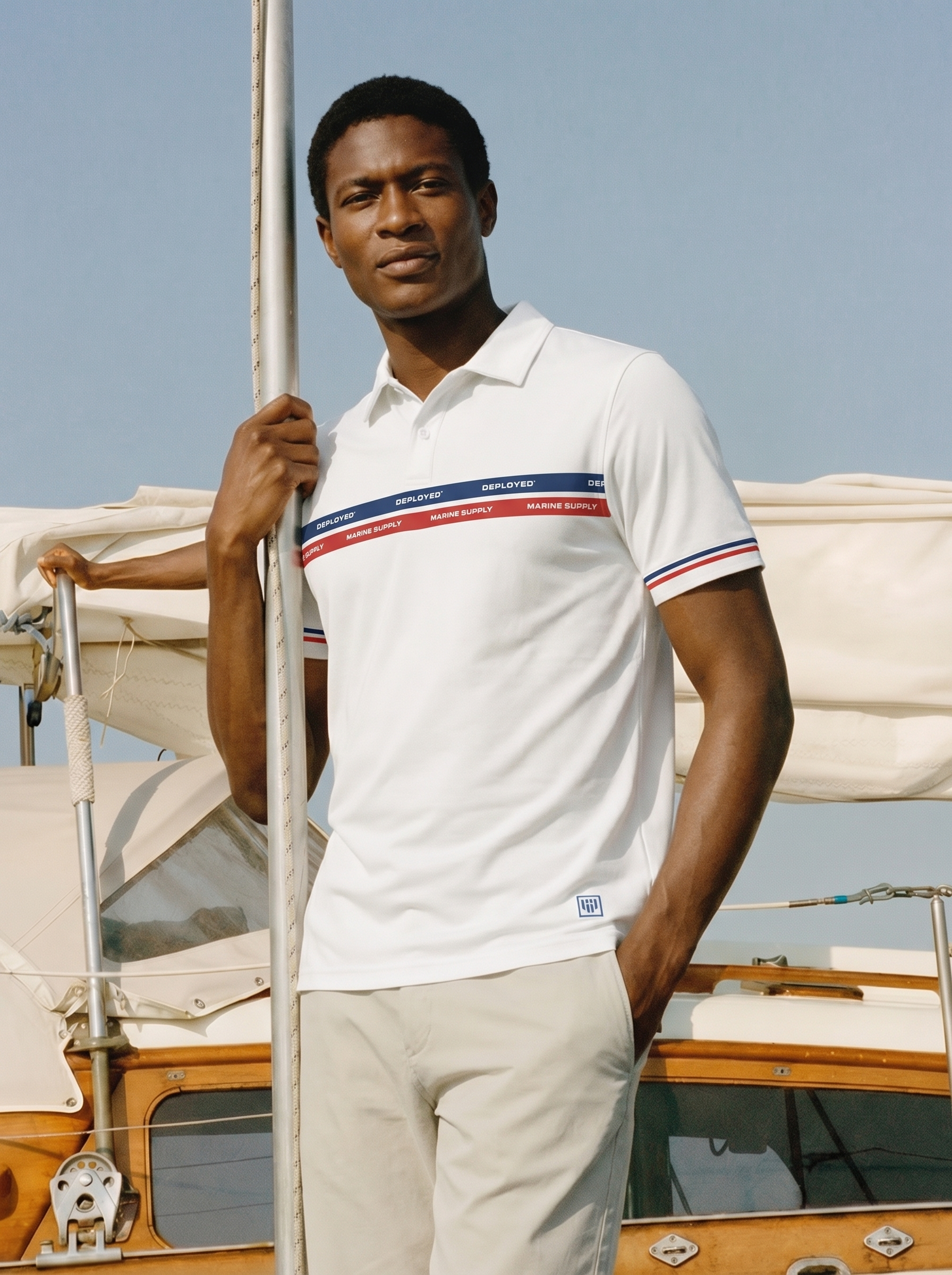 MARINER STRIPE Polo T-Shirt - White