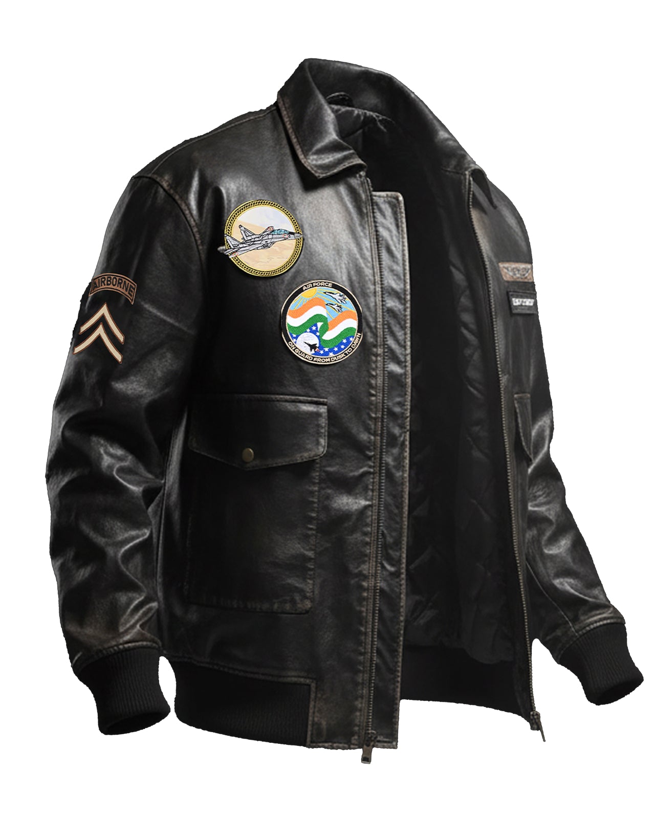 Aviator Bomber Vegan Leather Jacket