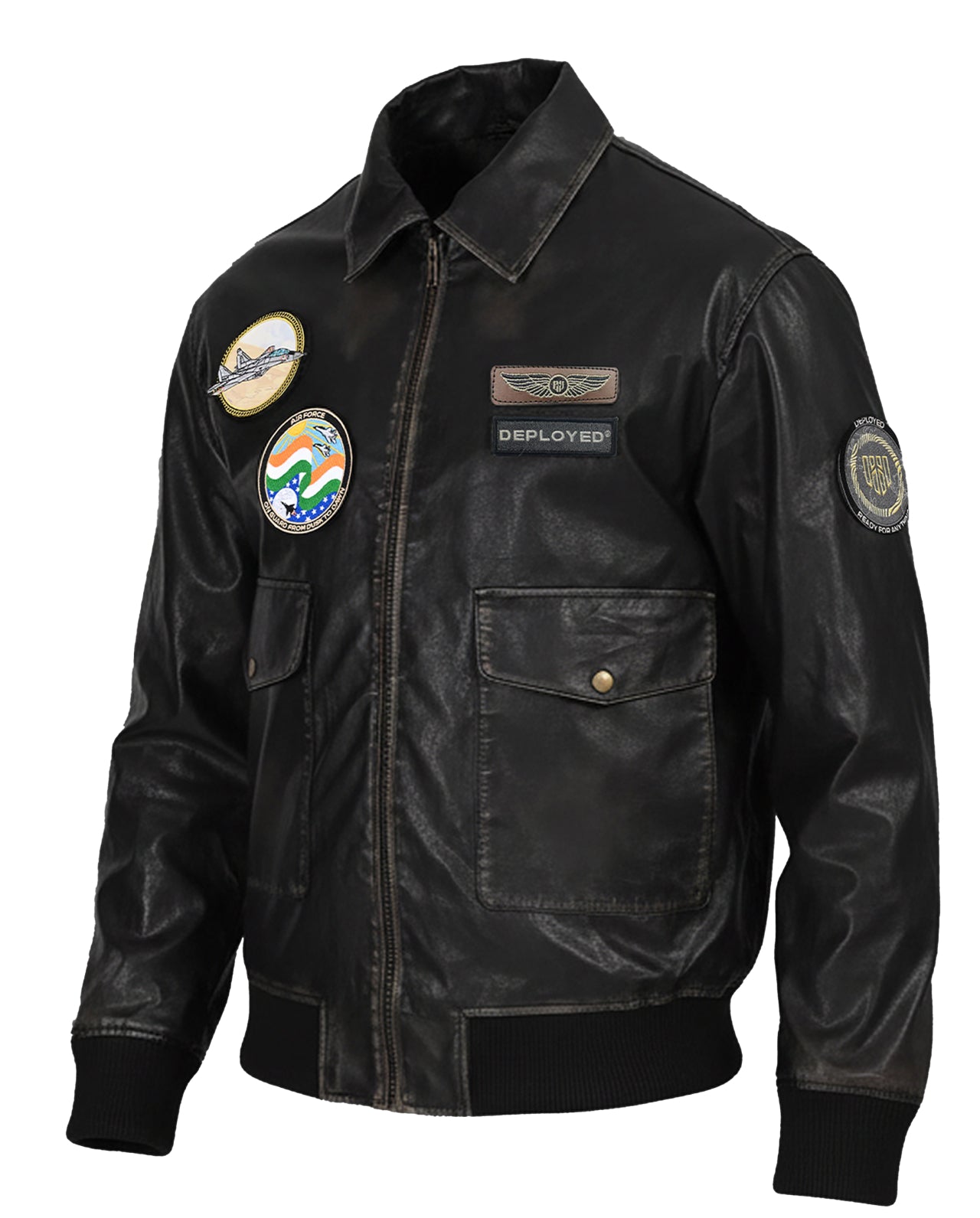 Aviator Bomber Vegan Leather Jacket