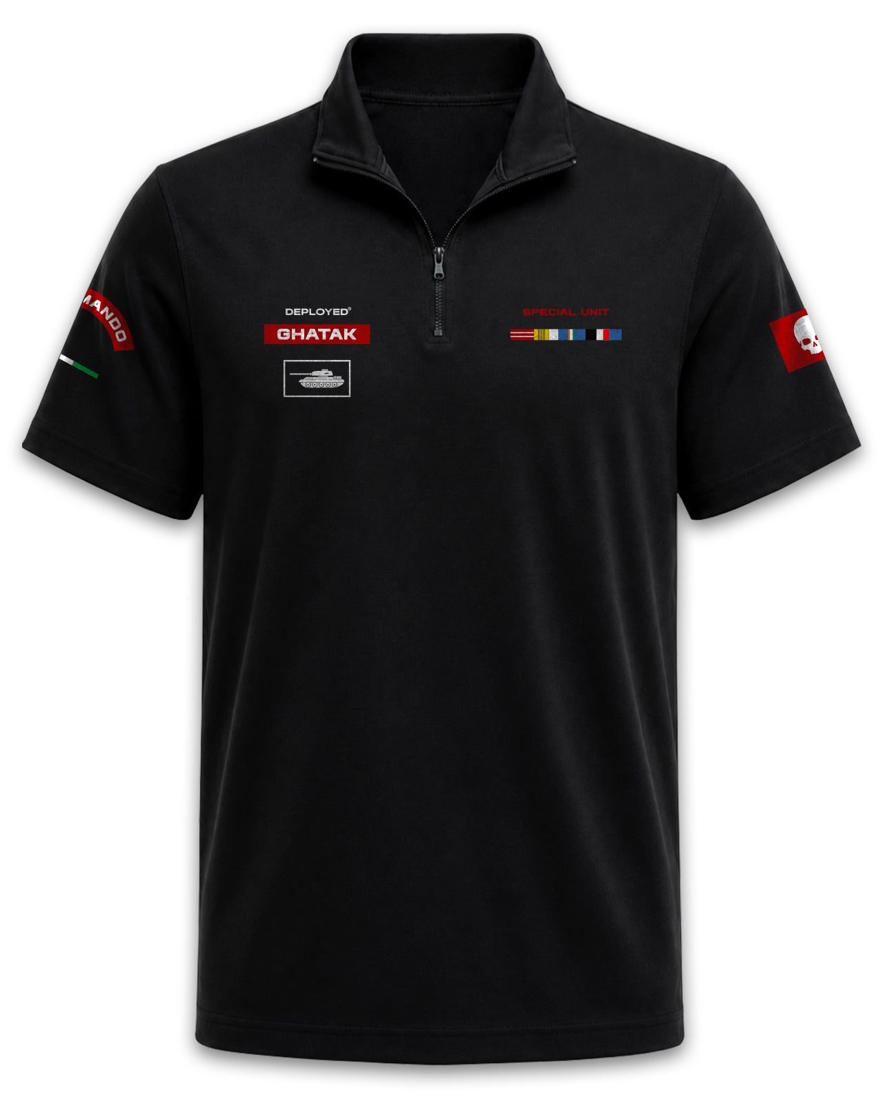 Ghatak Special Unit Zipper Polo T-Shirt - Black