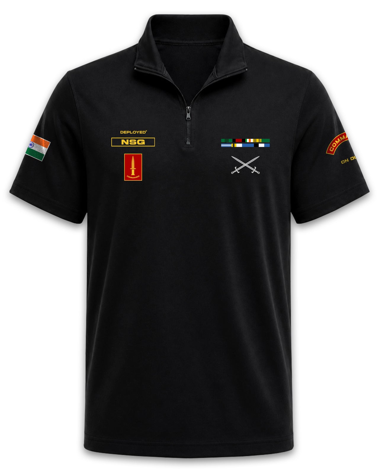 NSG Prime Uniform Zipper Polo T-Shirt - Black