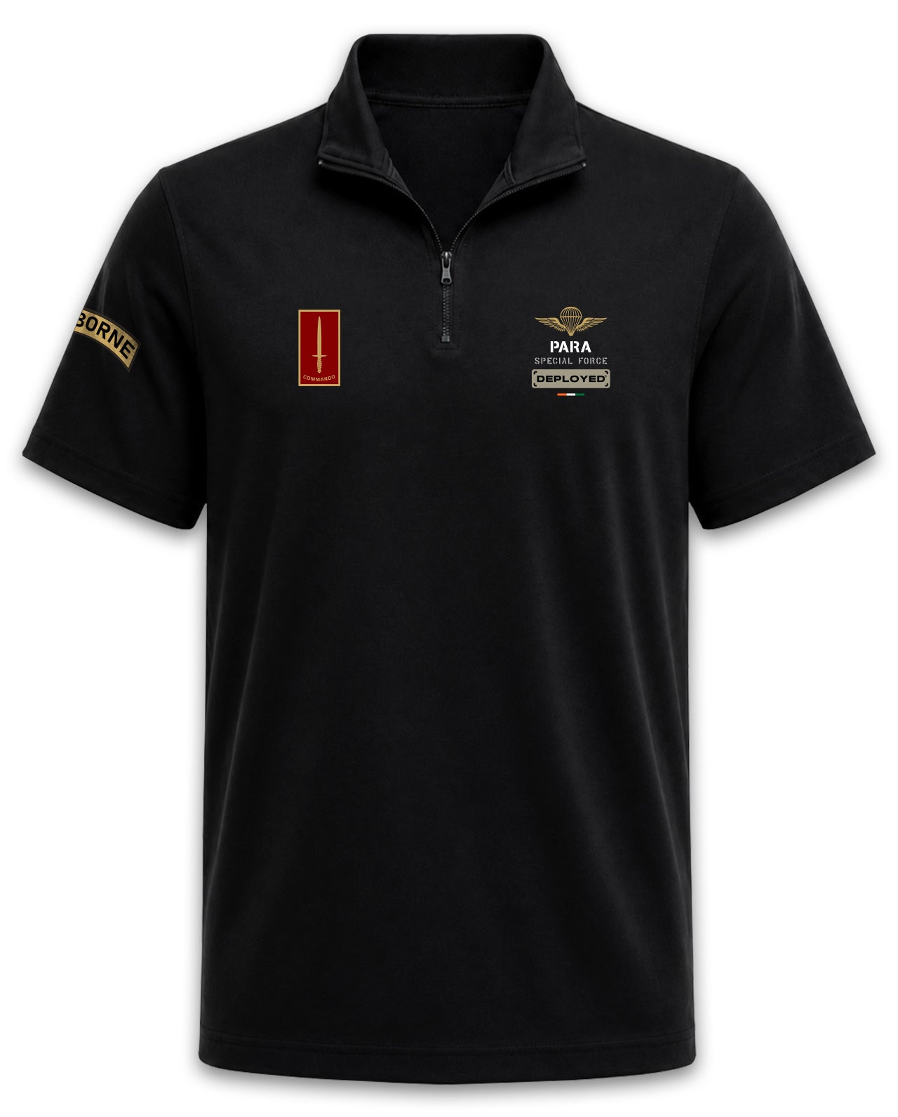 Para SF Zipper Polo T-Shirt - Black