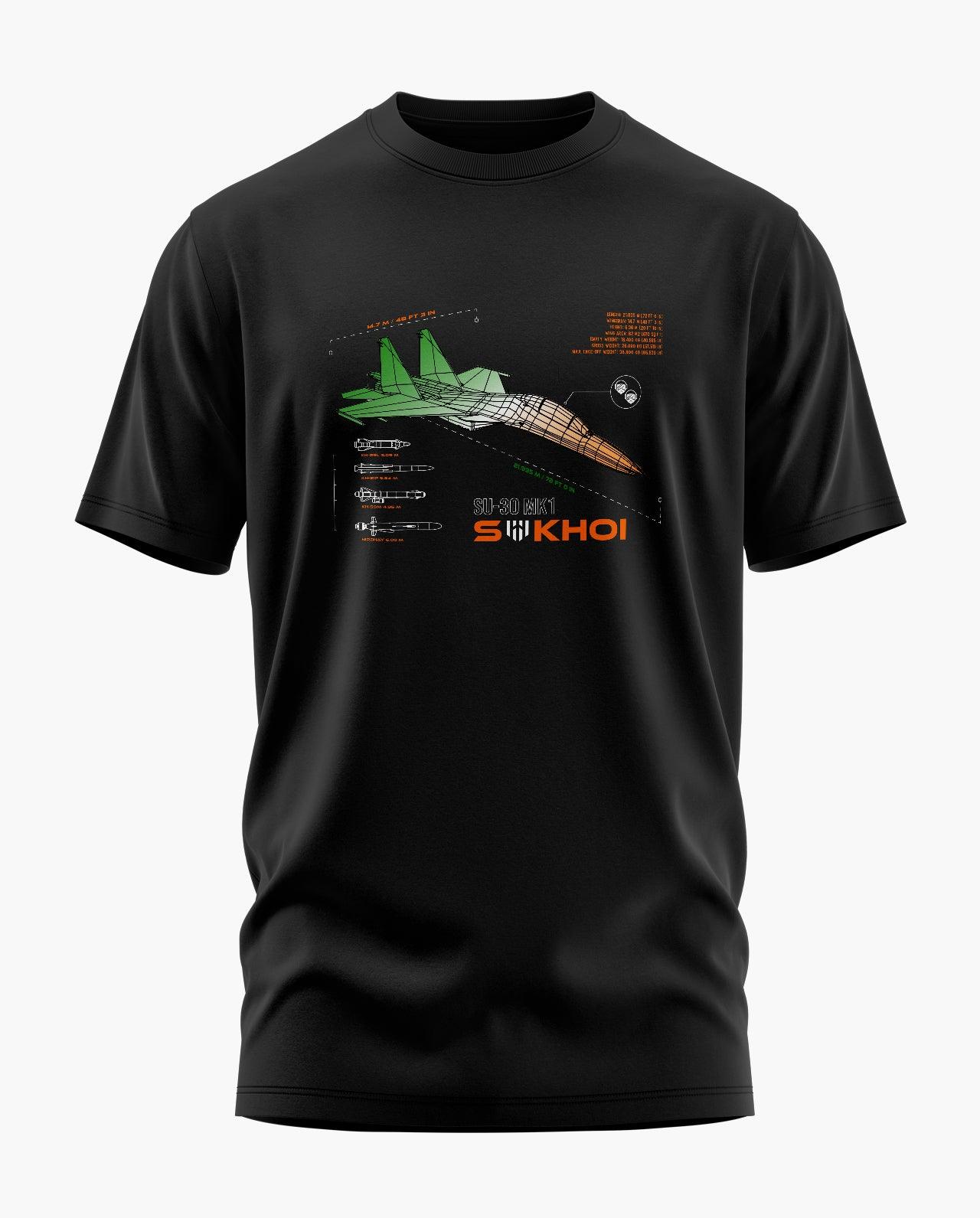 Sukhoi SU-30 MKI India Blueprint T-Shirt - Aero Armour