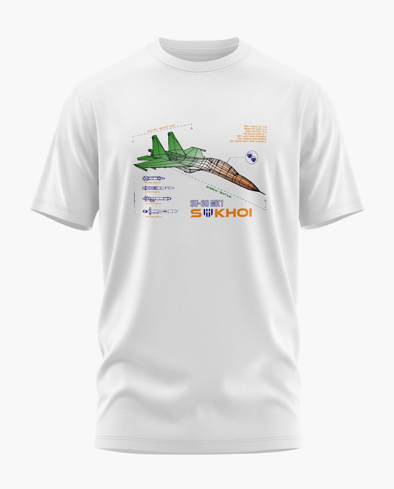 Sukhoi SU-30 MKI India Blueprint T-Shirt - Aero Armour